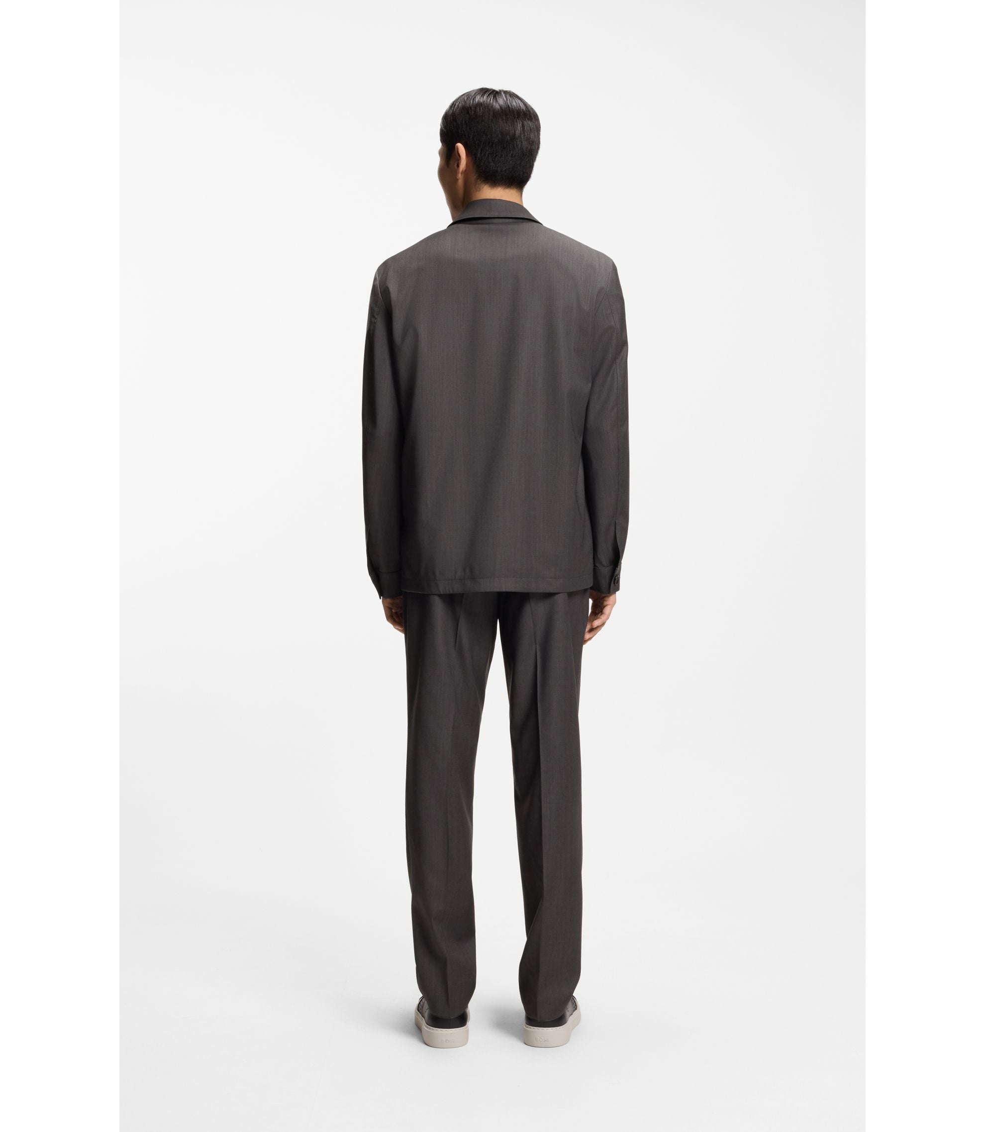 Boss Relaxed Fit Overshirt In Water Repellent Wool Black