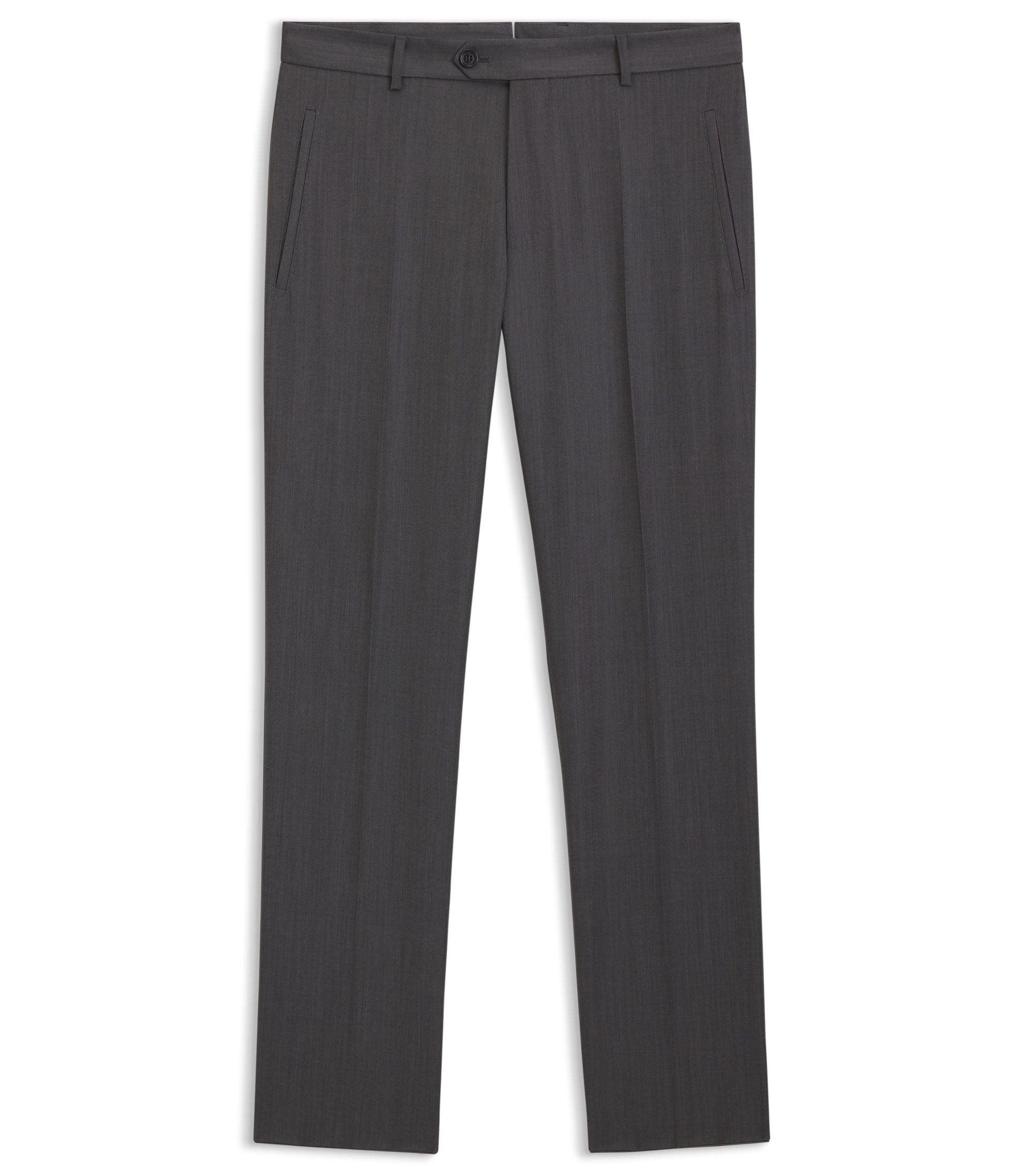 Boss Water Repellent Regular Fit Trousers In Virgin Wool Black