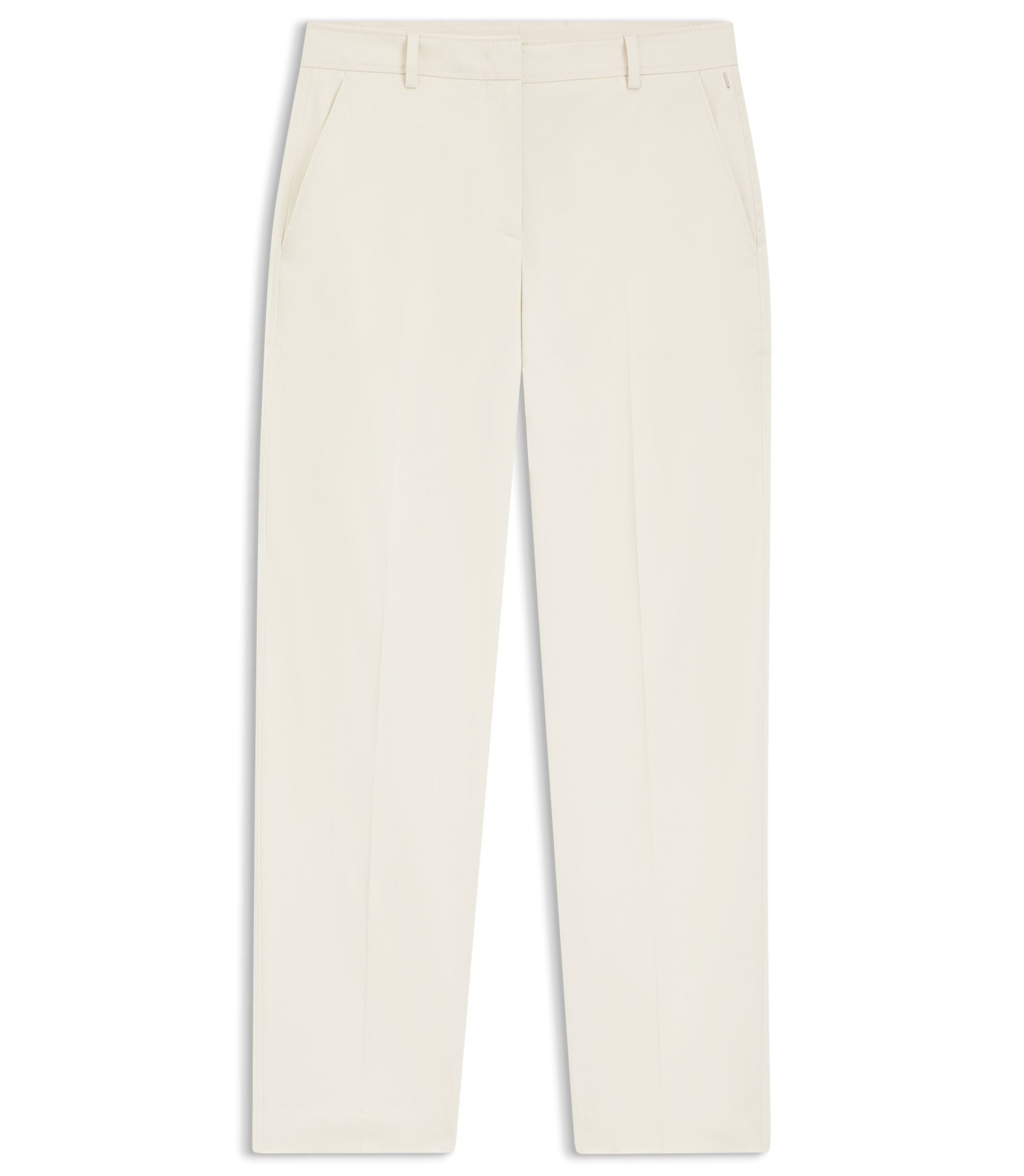 Boss Regular Fit Trousers In Stretch Cotton White Women's
