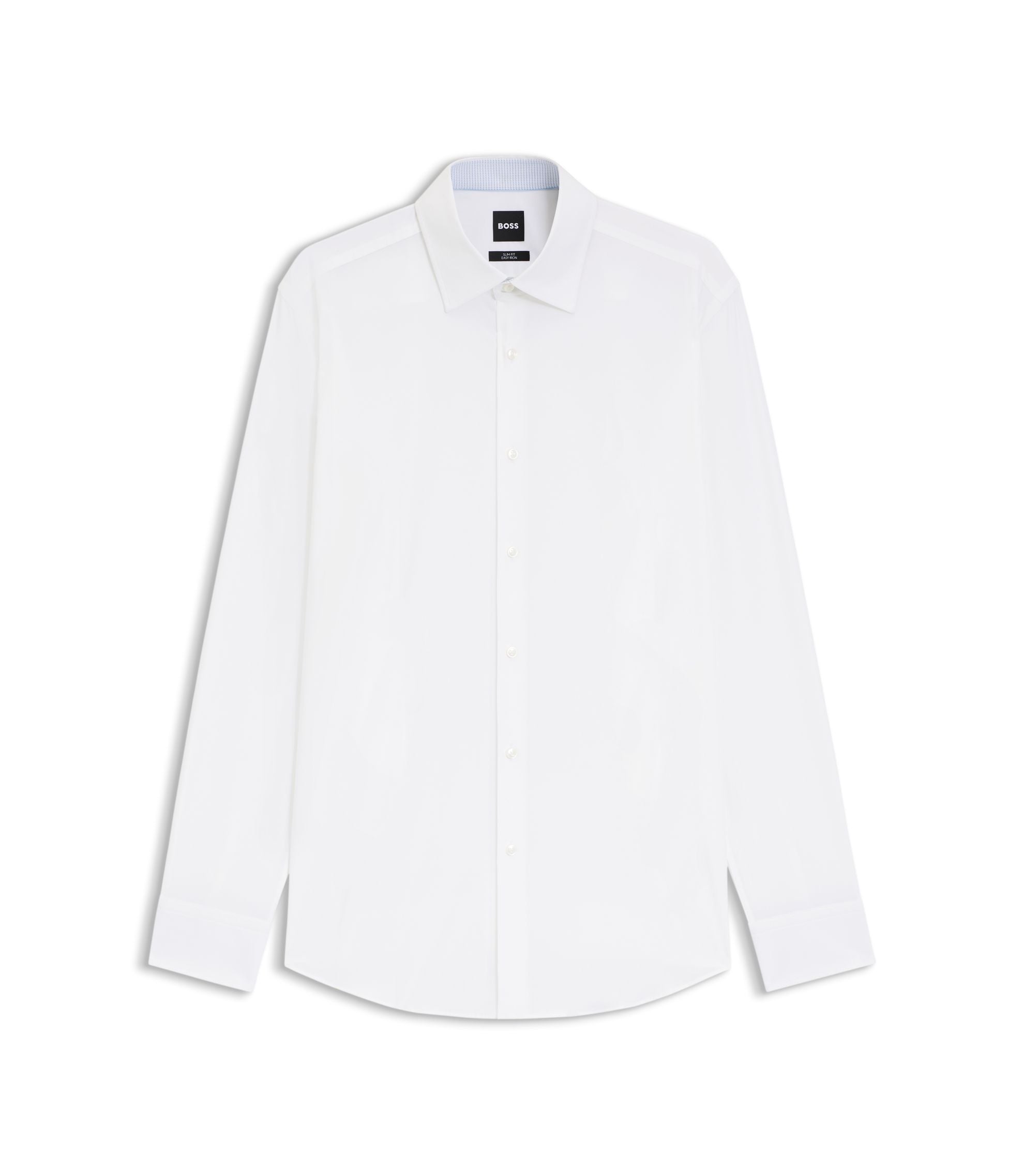 Boss Easy Iron Slim Fit Shirt In Stretch Cotton Poplin White