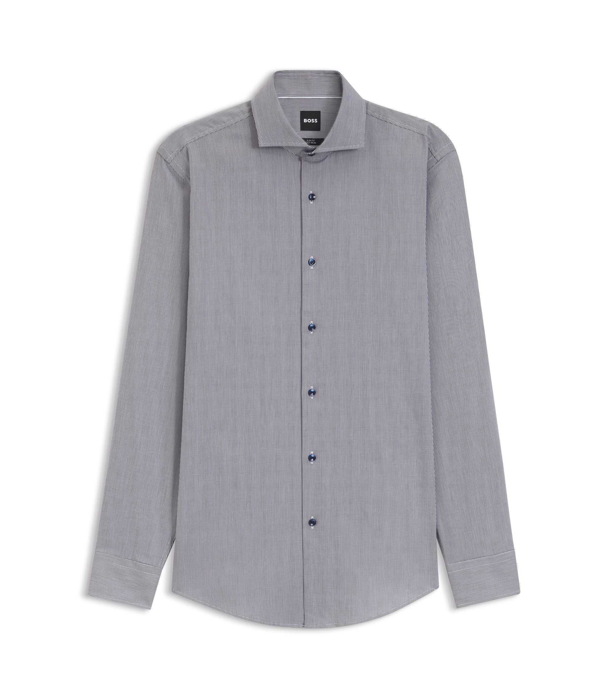 Boss Easy Iron Slim Fit Shirt In Stretch Cotton Dark Blue