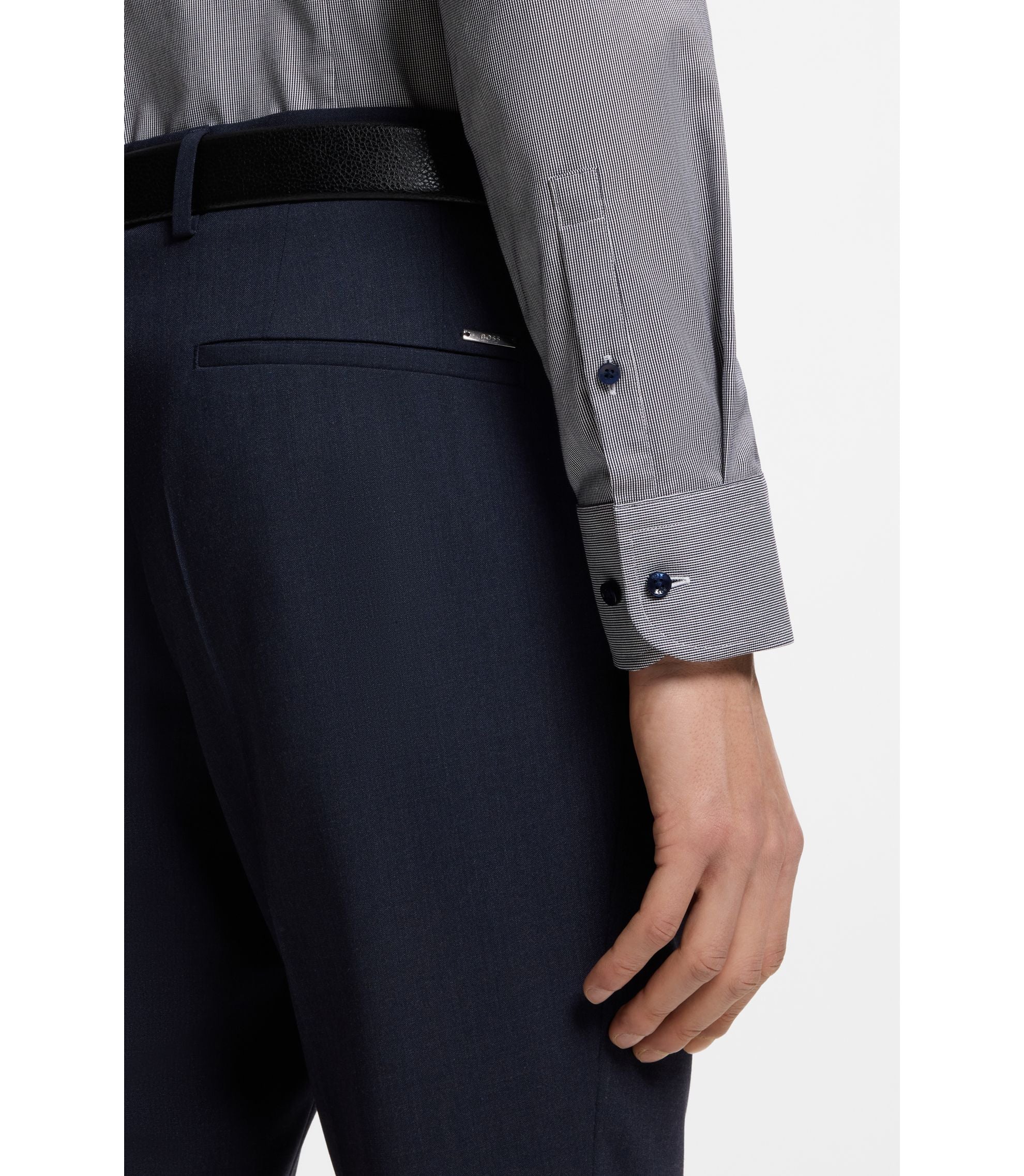 Boss Easy Iron Slim Fit Shirt In Stretch Cotton Dark Blue