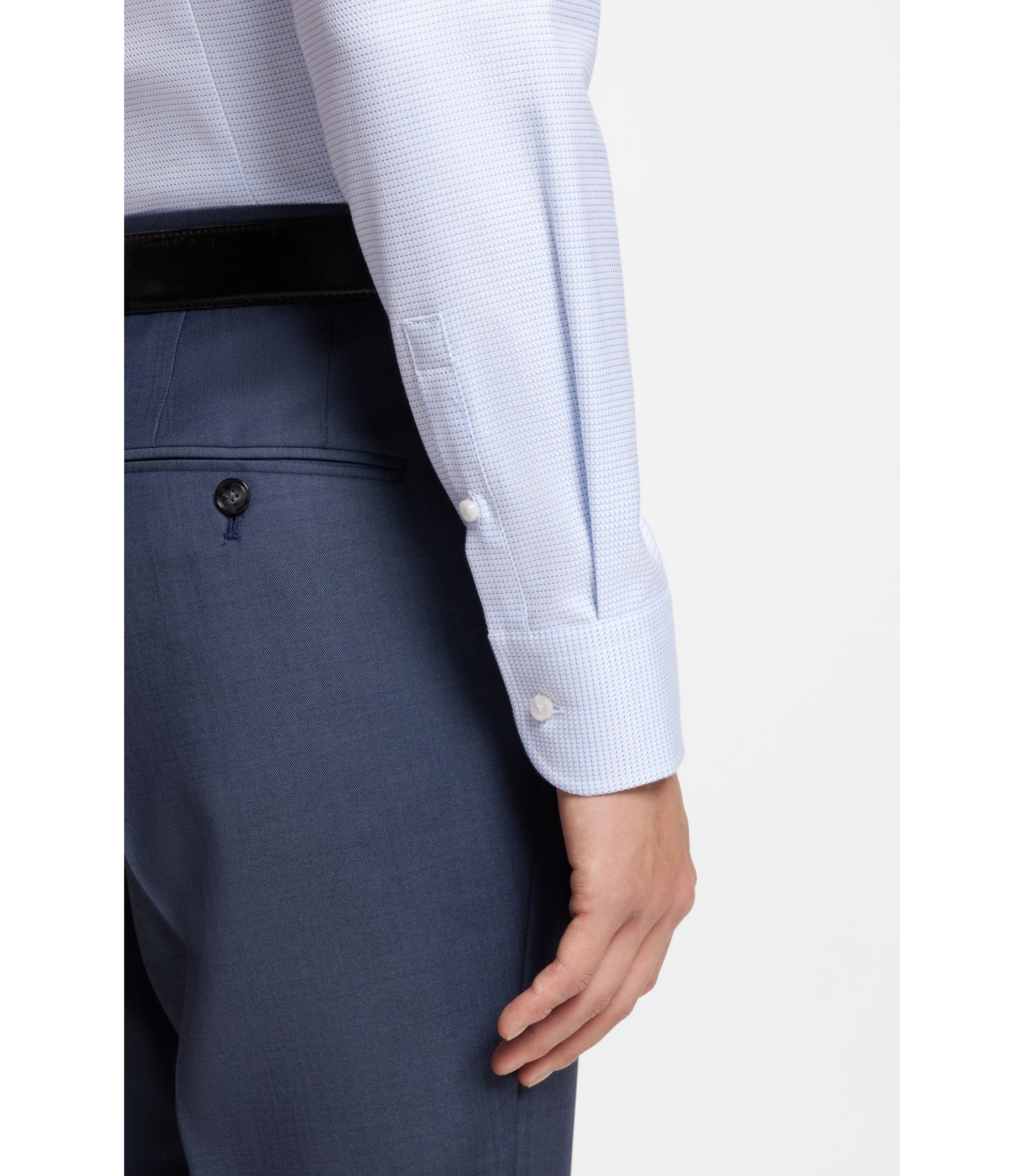 Boss Slim Fit Shirt In Cotton Twill Light Blue