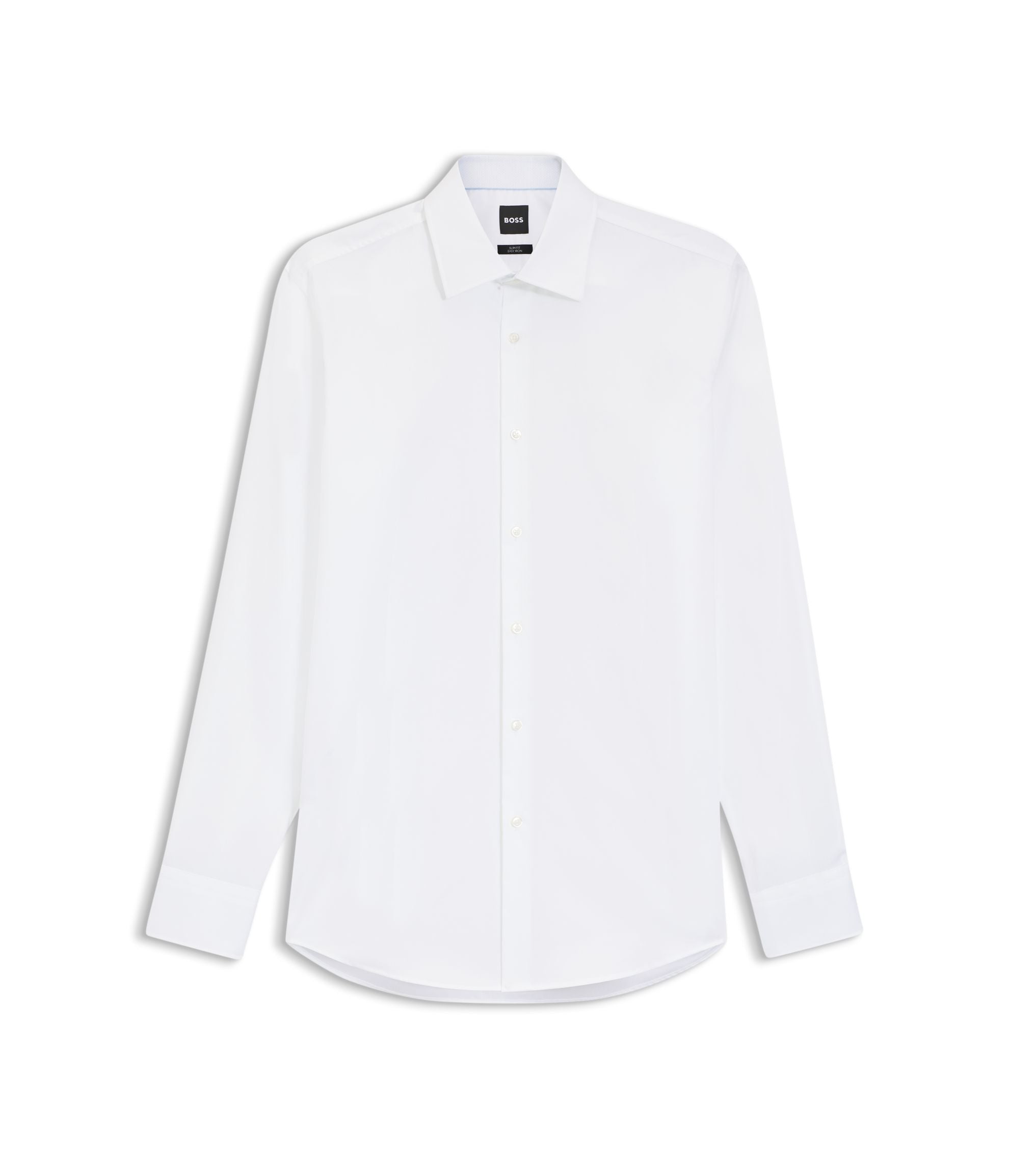 Boss Easy Iron Slim Fit Shirt In Cotton Poplin White