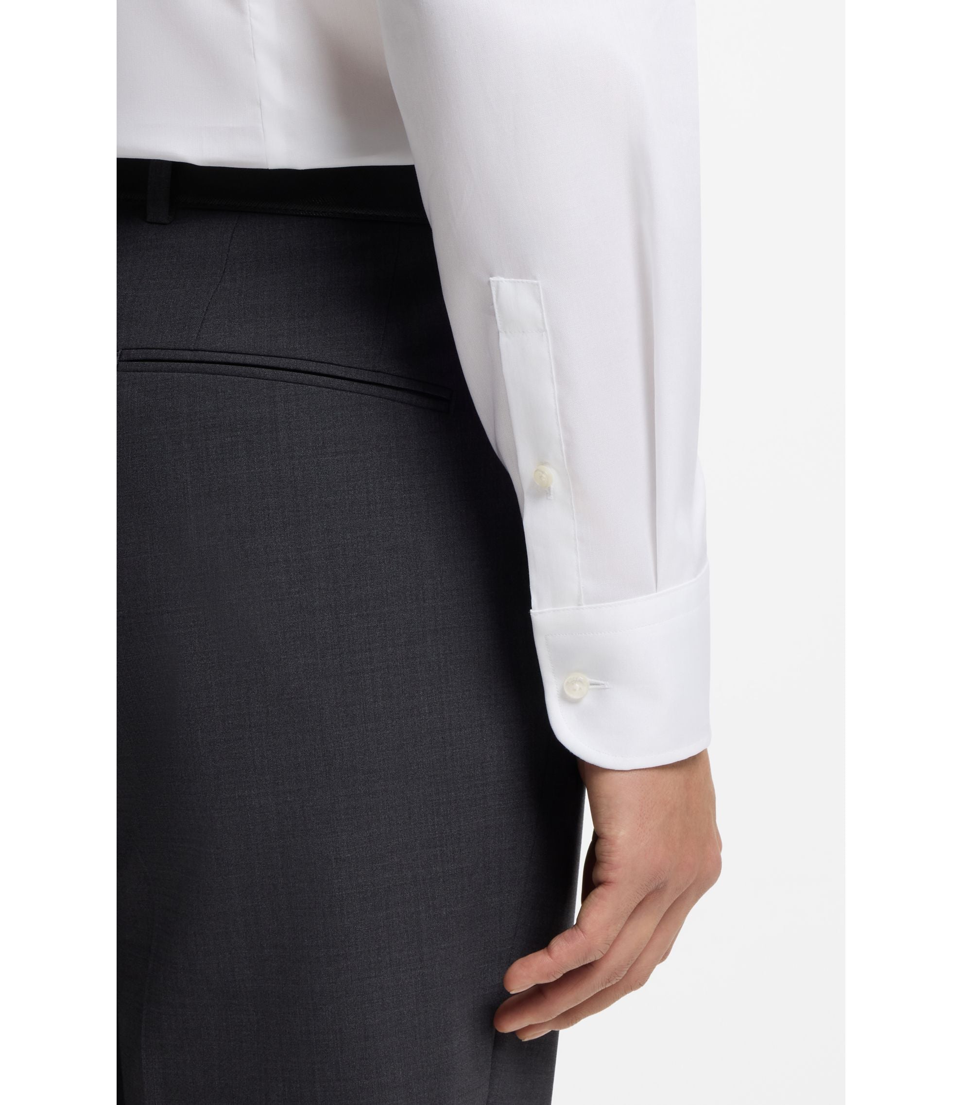 Boss Easy Iron Slim Fit Shirt In Cotton Poplin White
