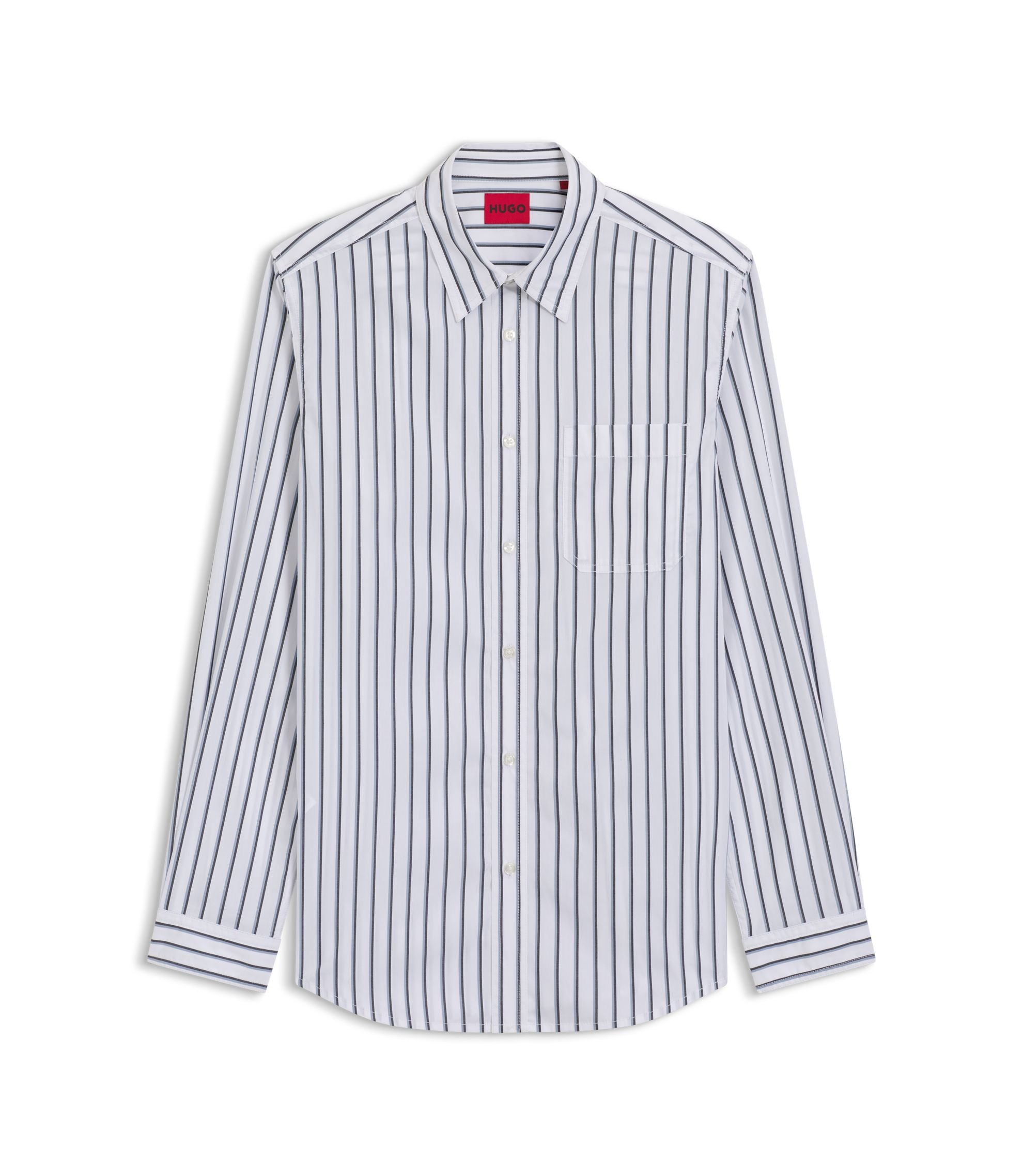 Hugo Striped Oversized Fit Shirt In Cotton Poplin White