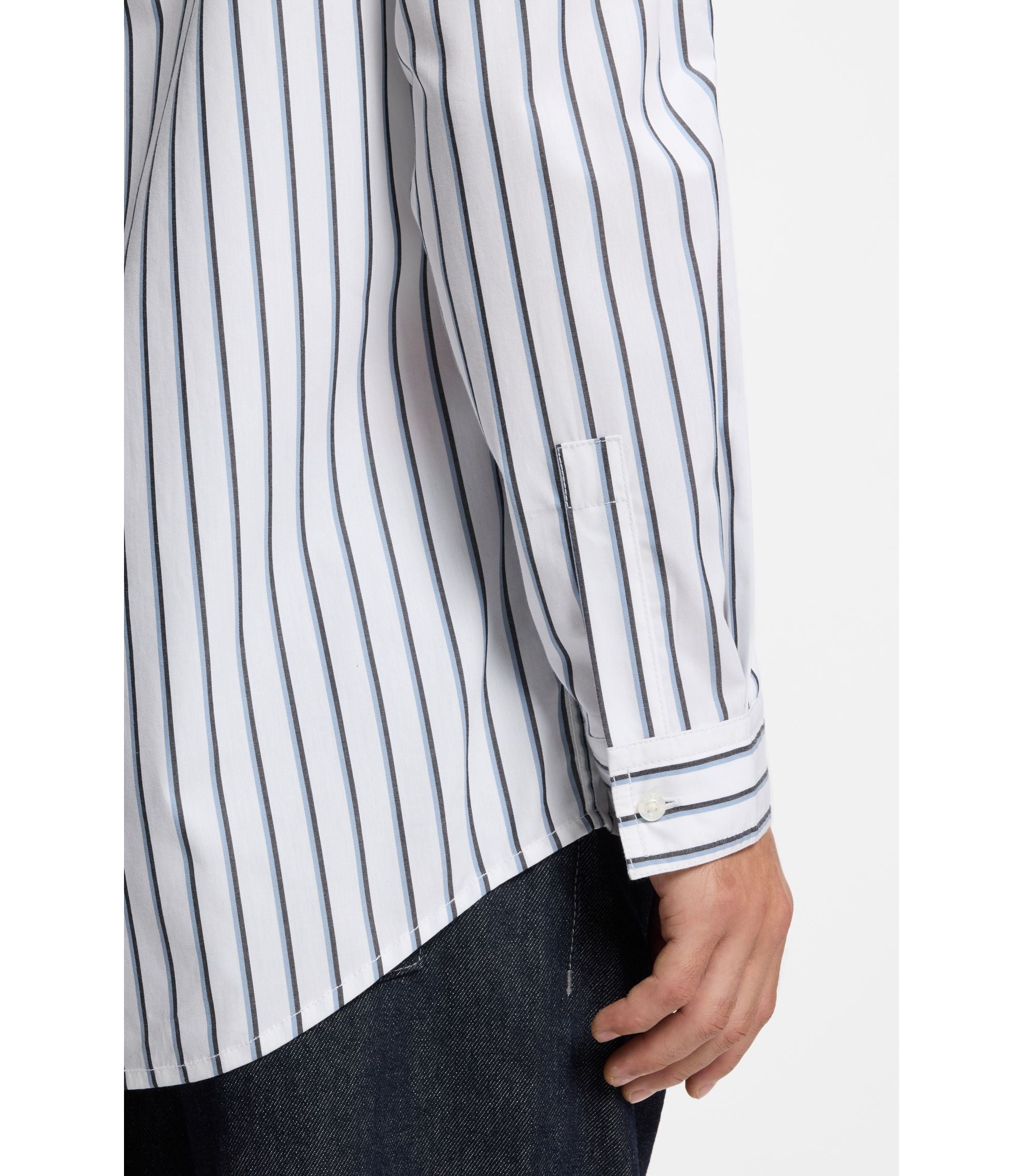 Hugo Striped Oversized Fit Shirt In Cotton Poplin White