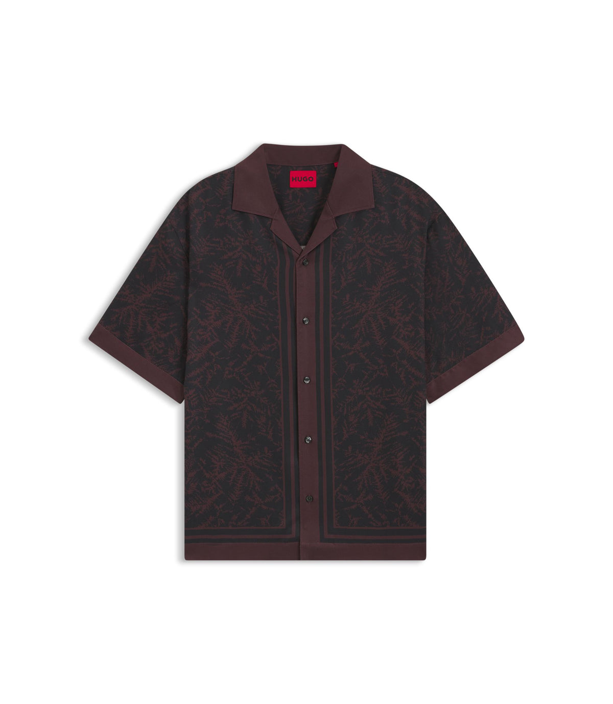 Hugo Oversized Fit Shirt With Digital Print Light Brown