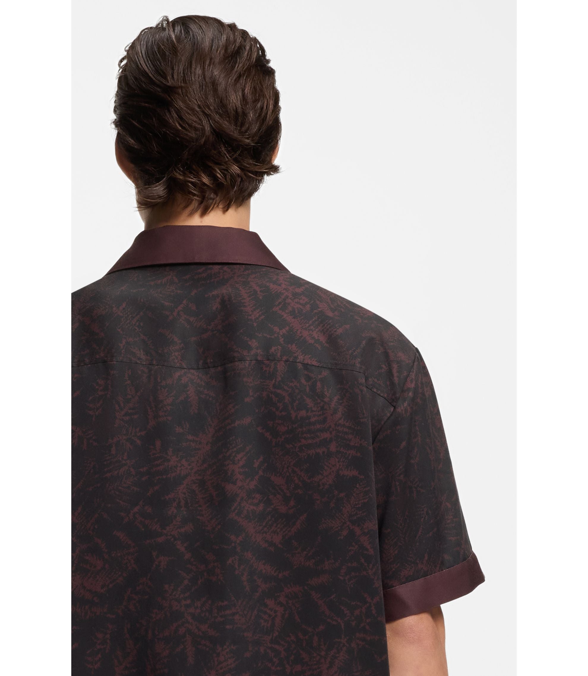 Hugo Oversized Fit Shirt With Digital Print Light Brown