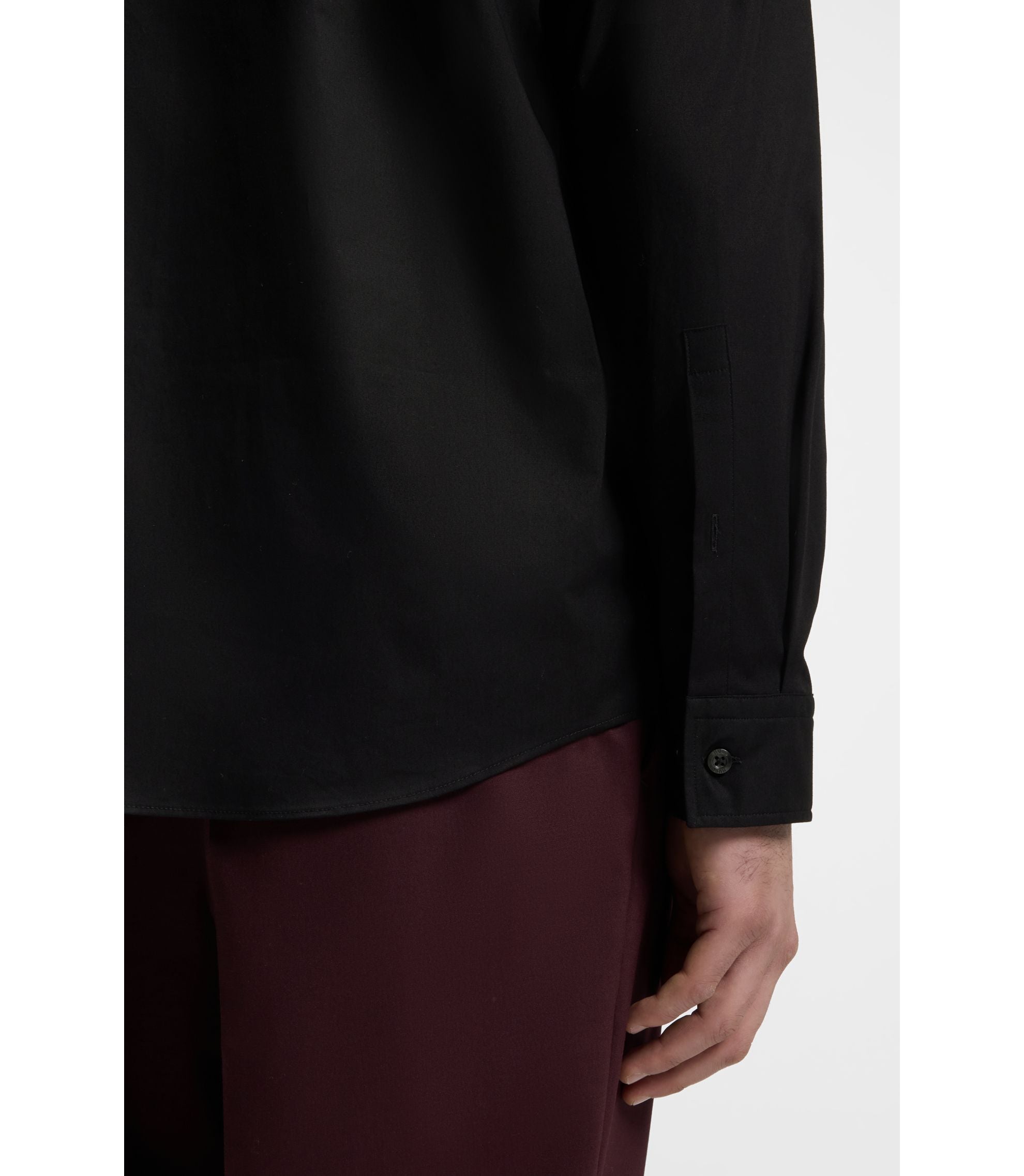 Hugo Relaxed Fit Shirt In Stretch Cotton Canvas Black
