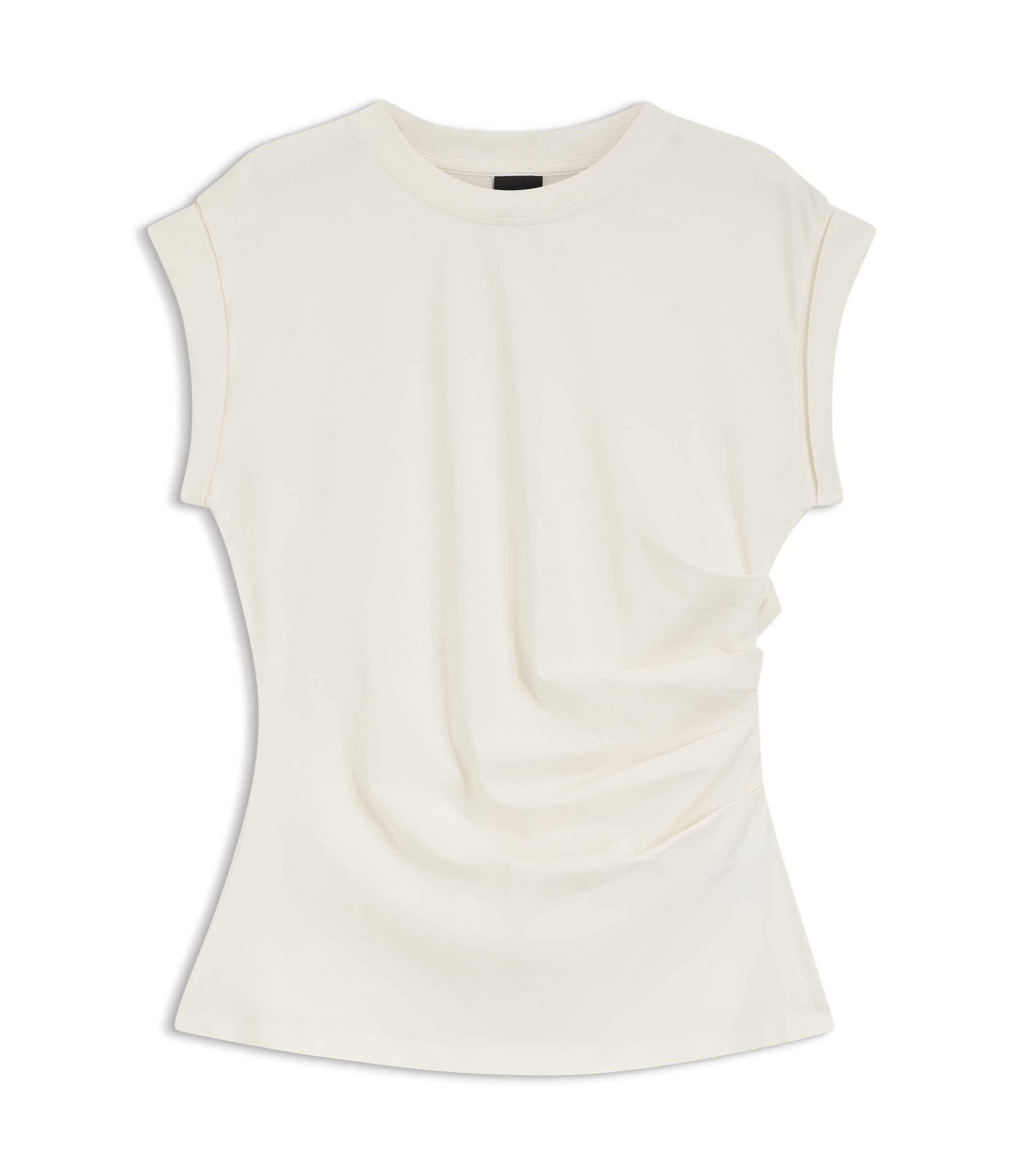 Boss Rolled Cuff Slim Fit T Shirt In Mercerised Cotton White Women's