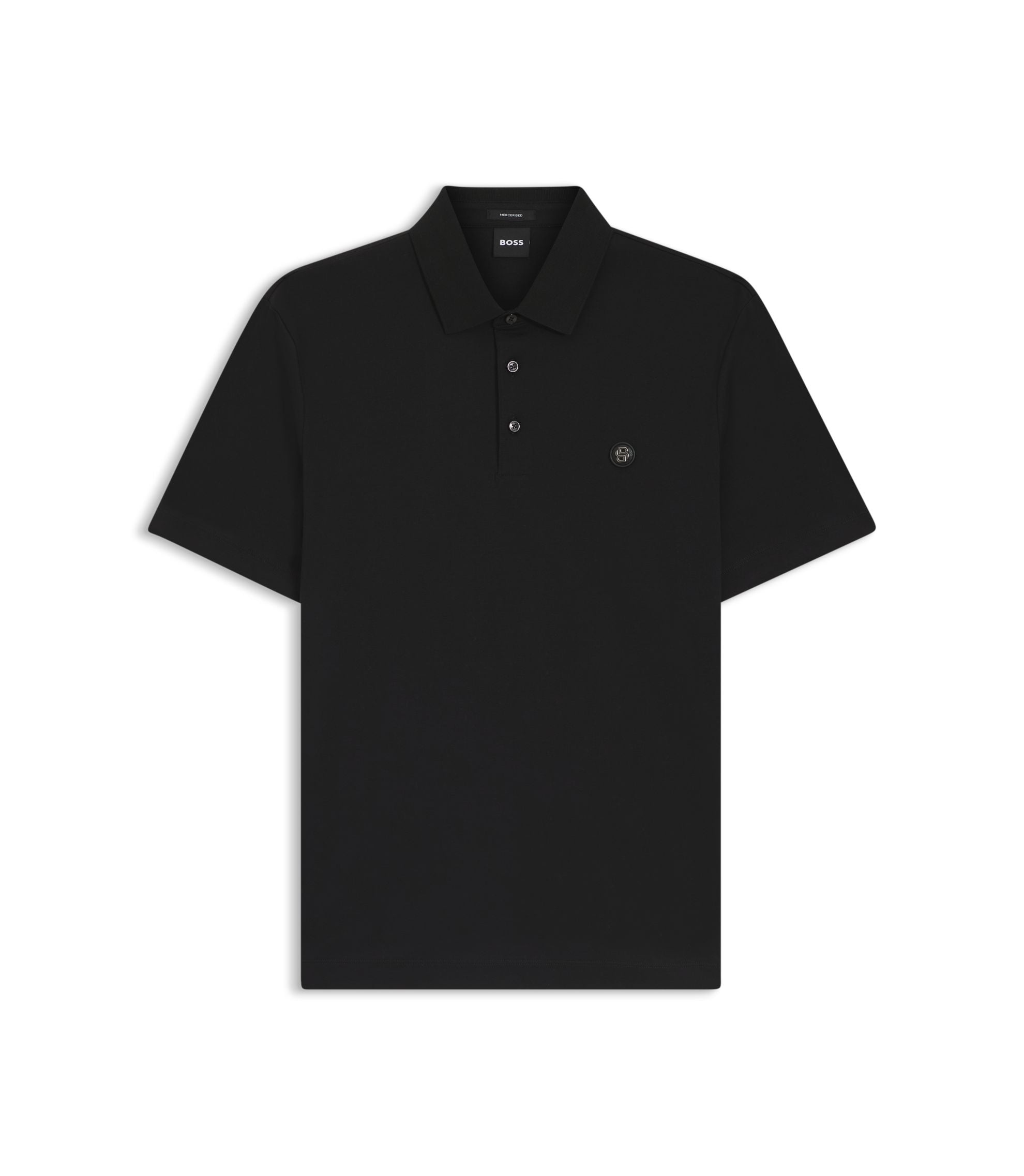 Boss Mercerized Cotton Polo Shirt With Double B Monogram Black
