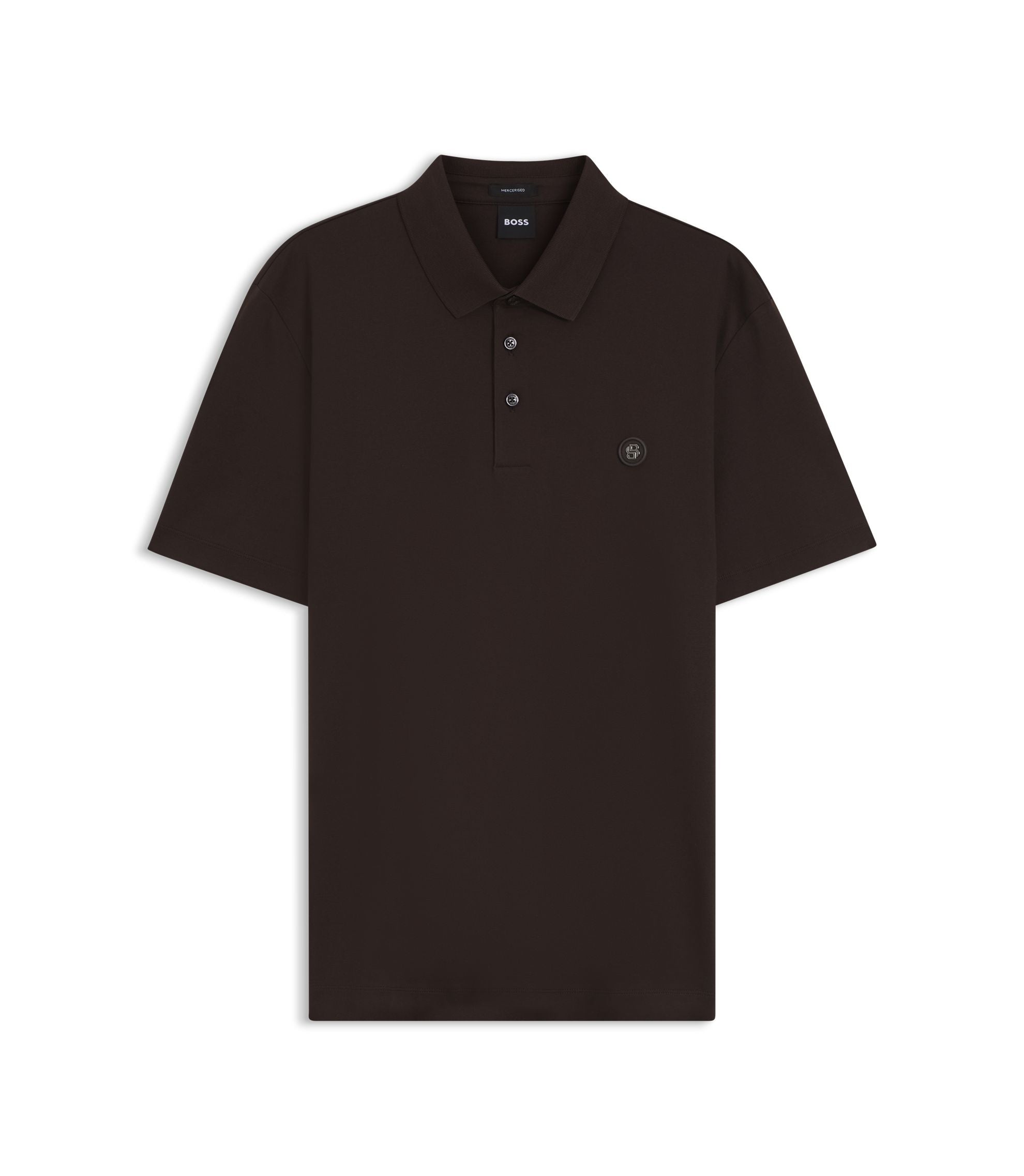Boss Mercerized Cotton Polo Shirt With Double B Monogram Dark Brown