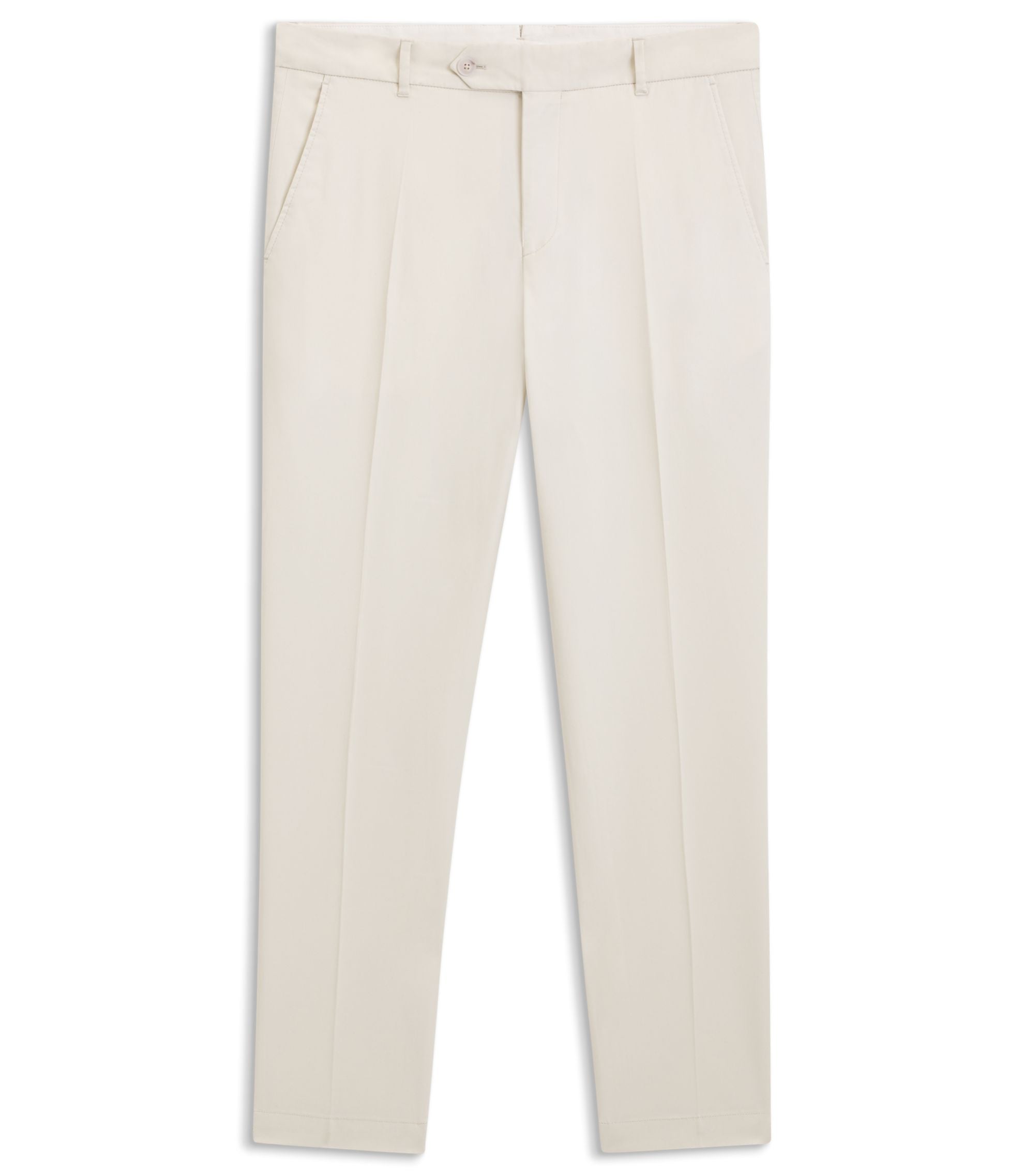 Boss Washable Tapered Fit Trousers In Stretch Fabric White