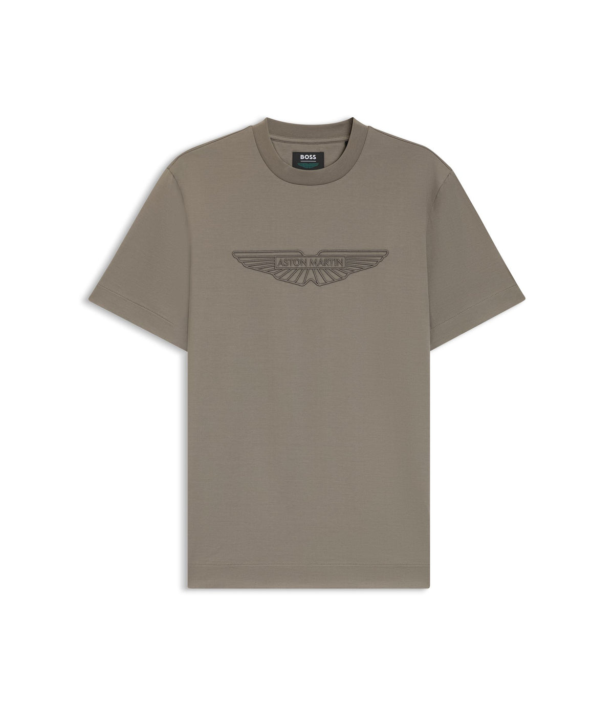 Boss X Aston Martin Mercerized Cotton T Shirt With Wing Detail Light Grey