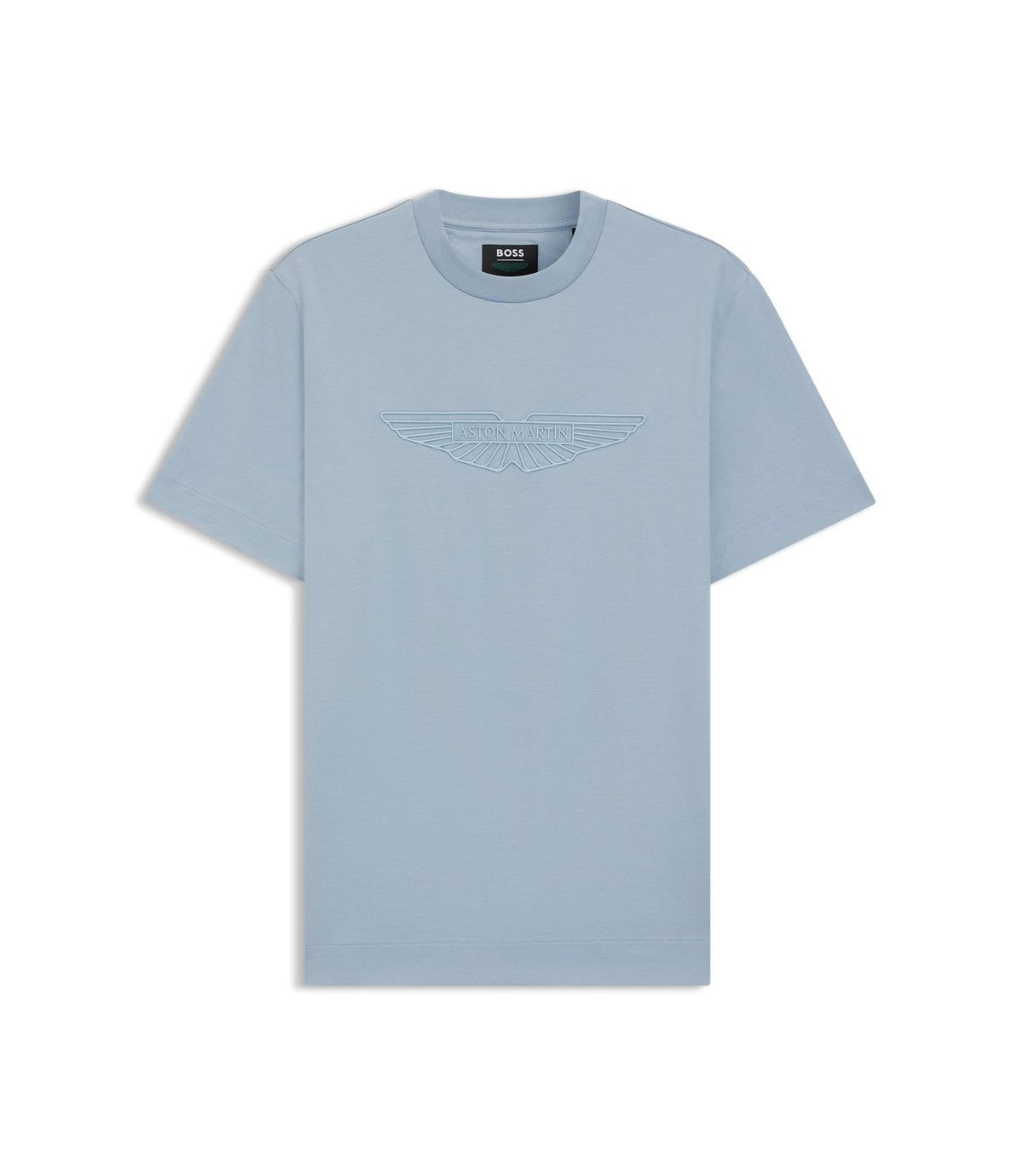 Boss X Aston Martin Mercerized Cotton T Shirt With Wing Detail Light Blue