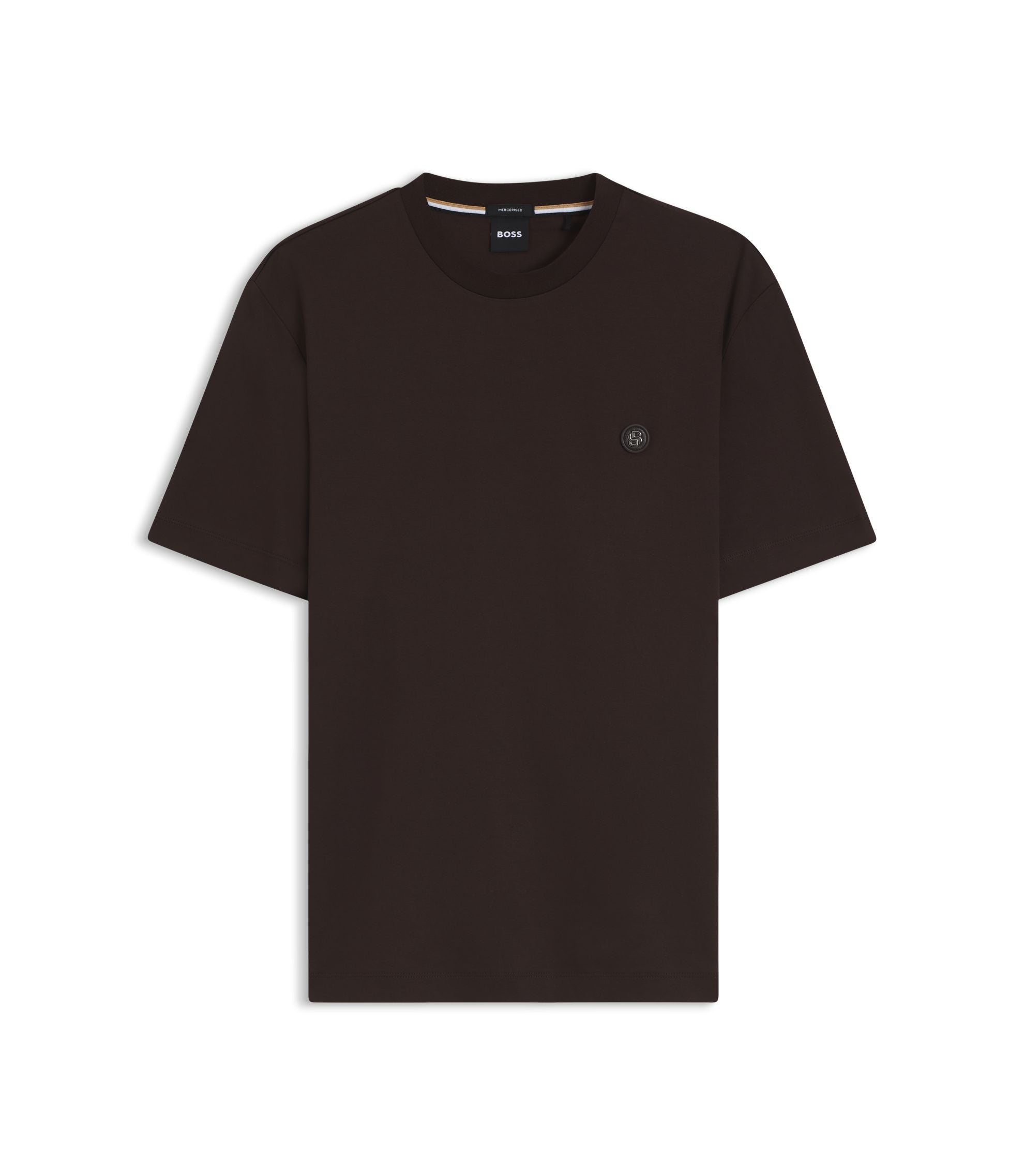Boss Mercerized Cotton T Shirt With Double B Monogram Dark Brown