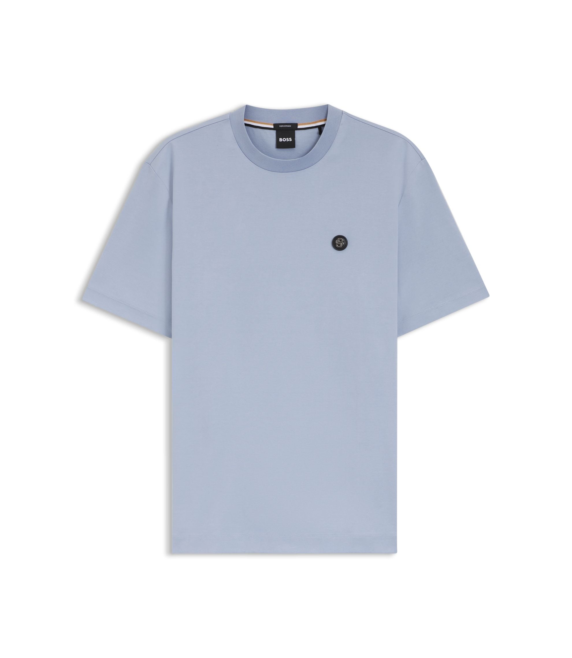 Boss Mercerized Cotton T Shirt With Double B Monogram Light Purple