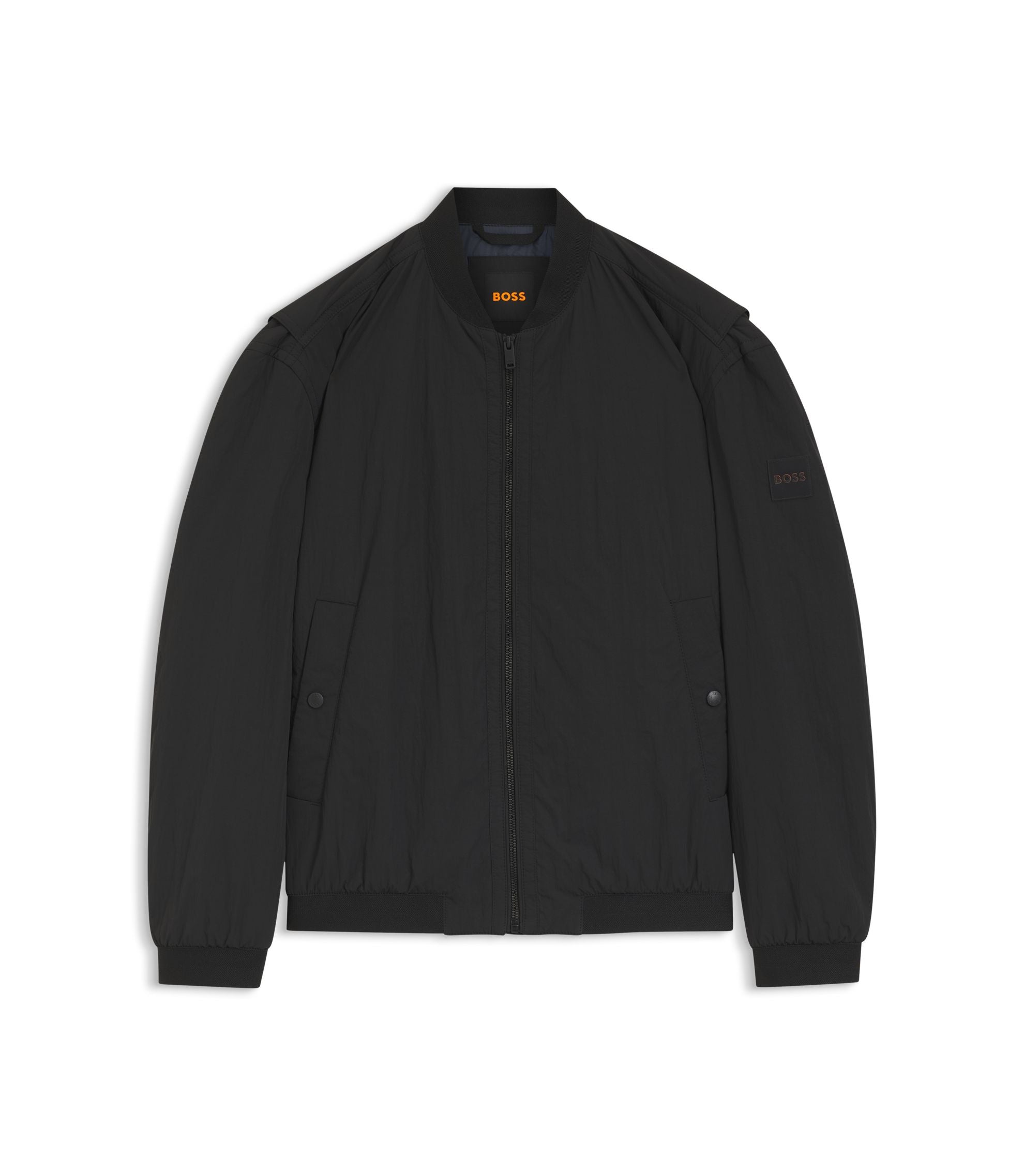 Boss Water Repellent Bomber Jacket In Cotton Touch Fabric Black