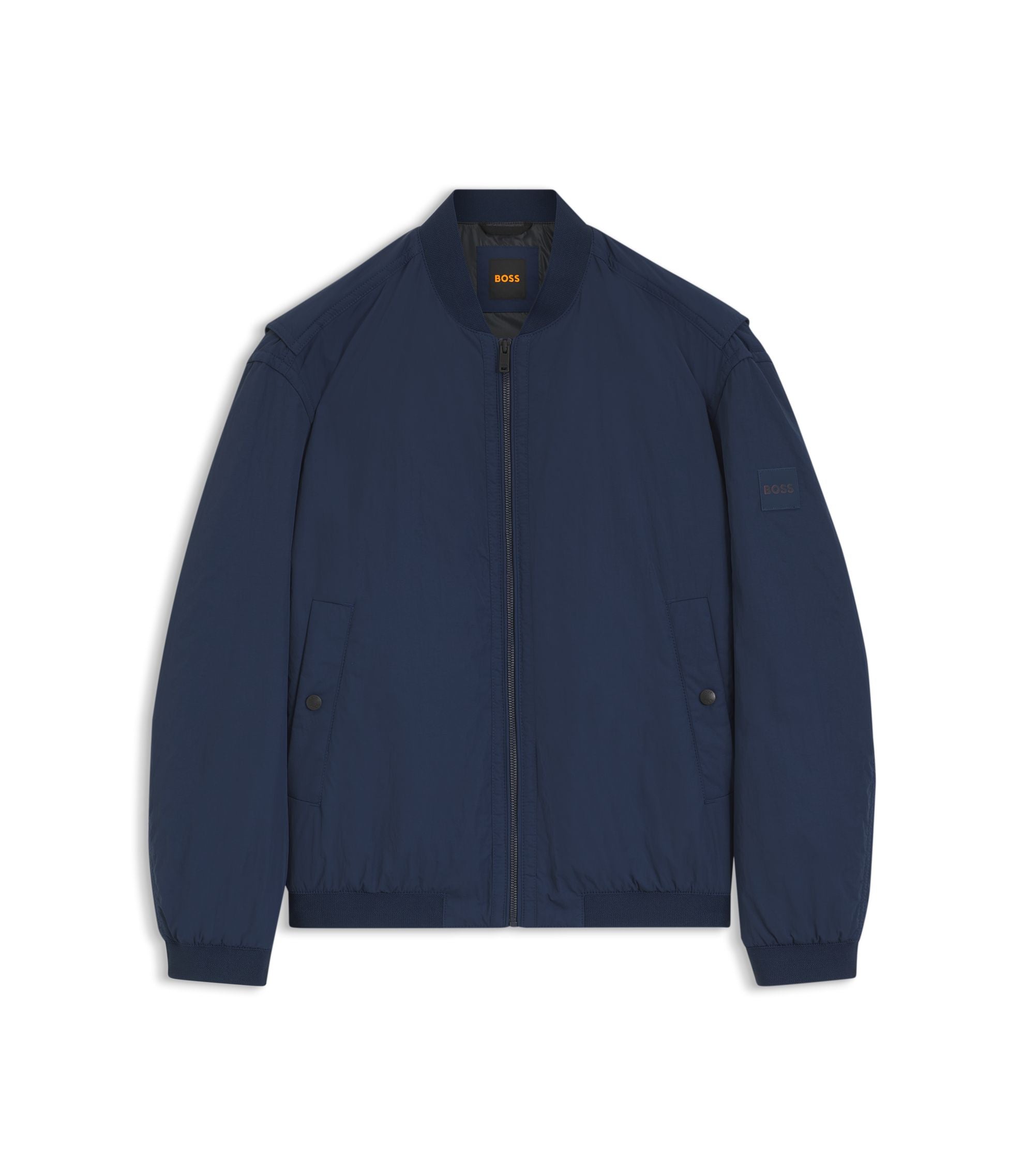 Boss Water Repellent Bomber Jacket In Cotton Touch Fabric Light Blue