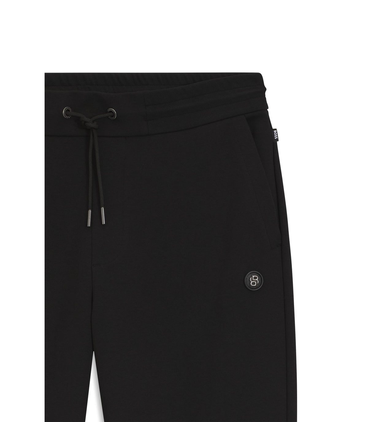 Boss Cotton Blend Track Pants With Double B Monogram Badge Black