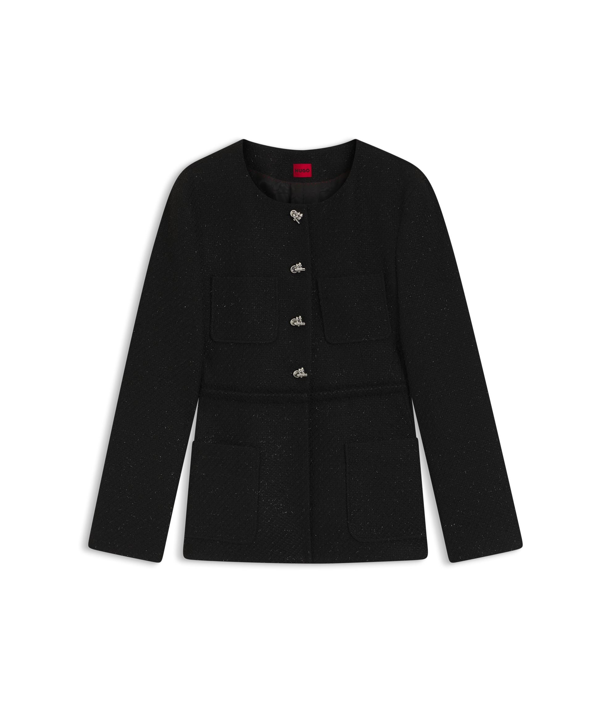 Hugo Regular Fit Blazer In Sparkling Boucl Black Women's