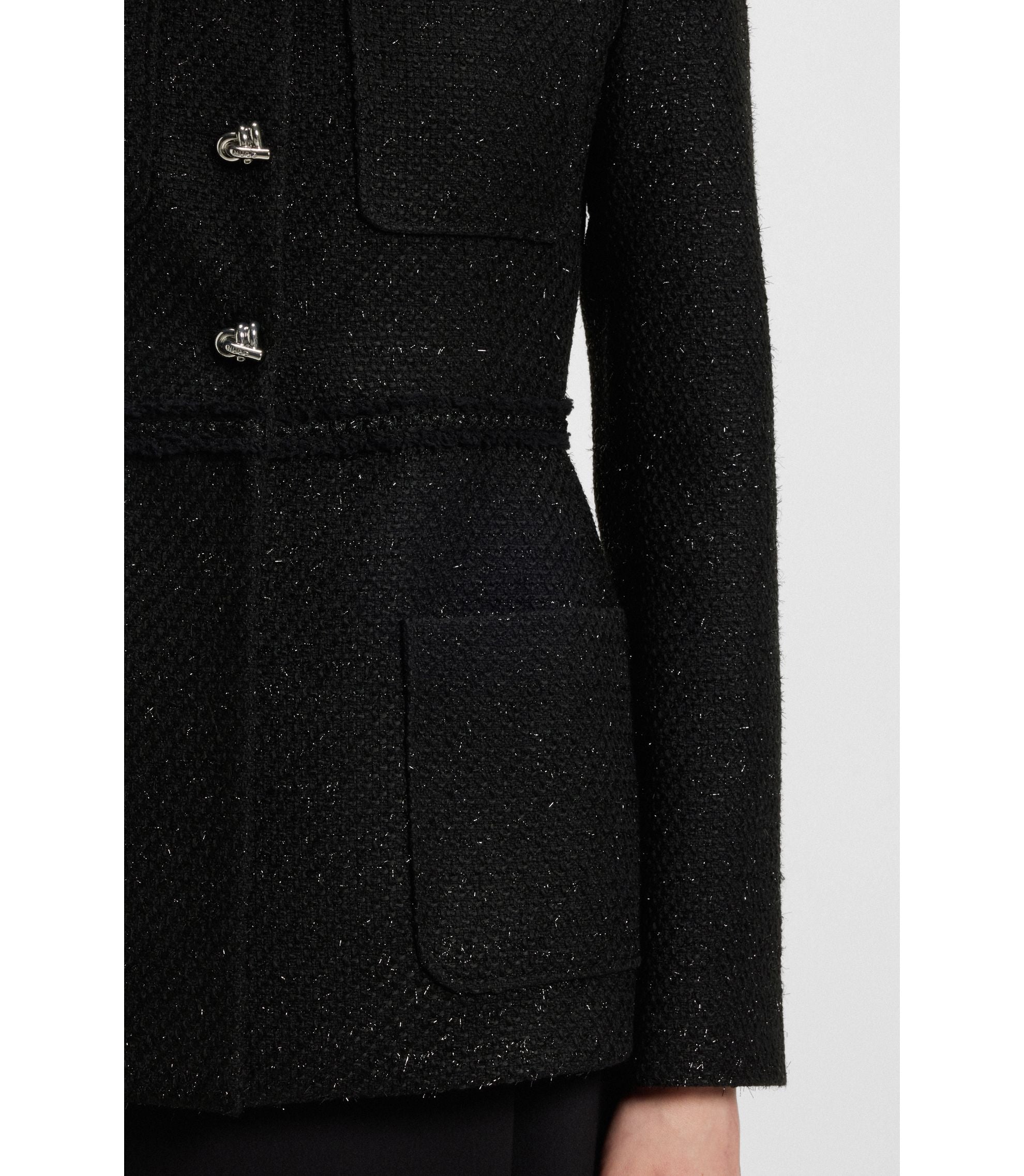 Hugo Regular Fit Blazer In Sparkling Boucl Black Women's