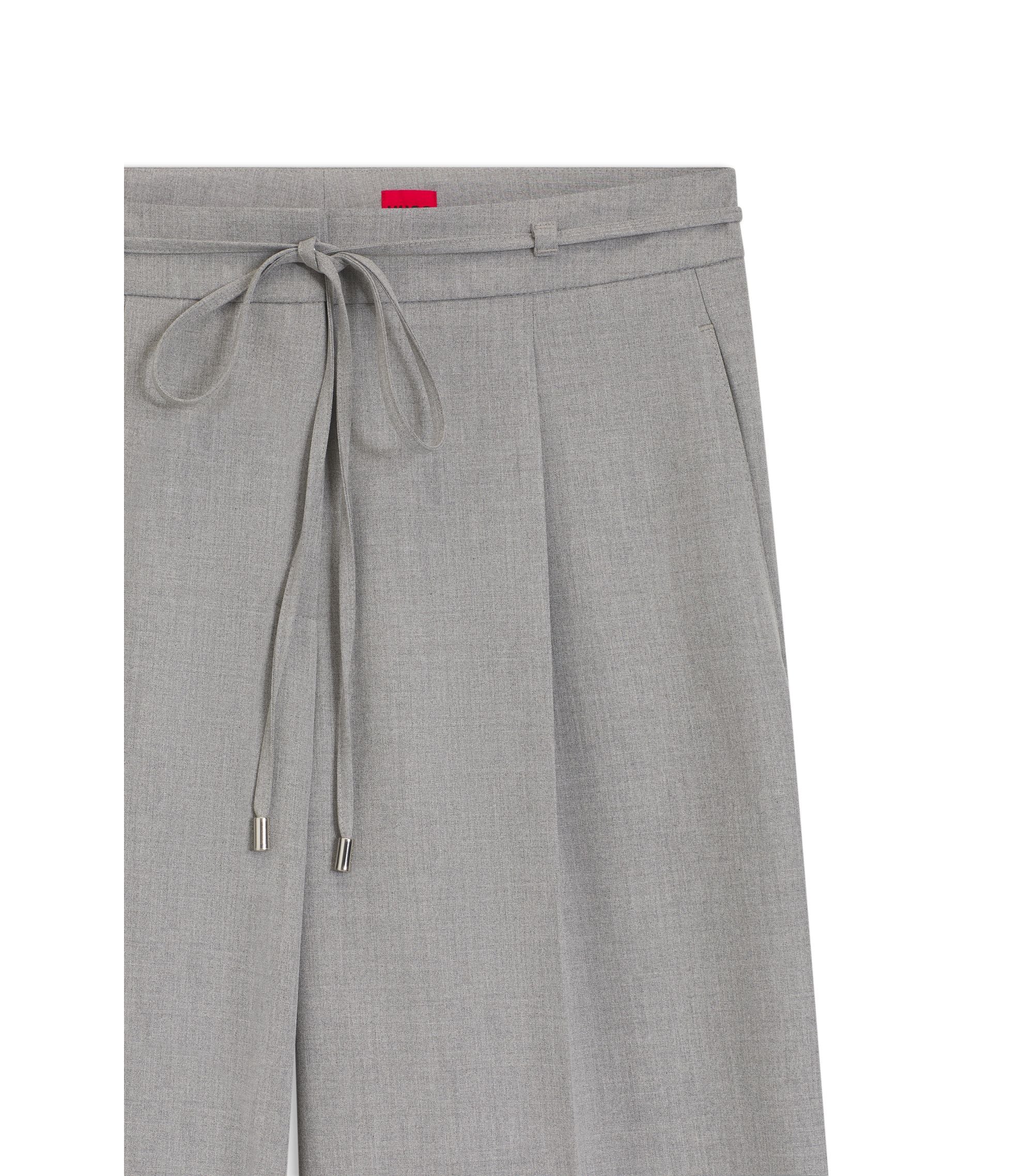 Hugo Regular Fit Trousers With Wide Leg Light Grey Women's