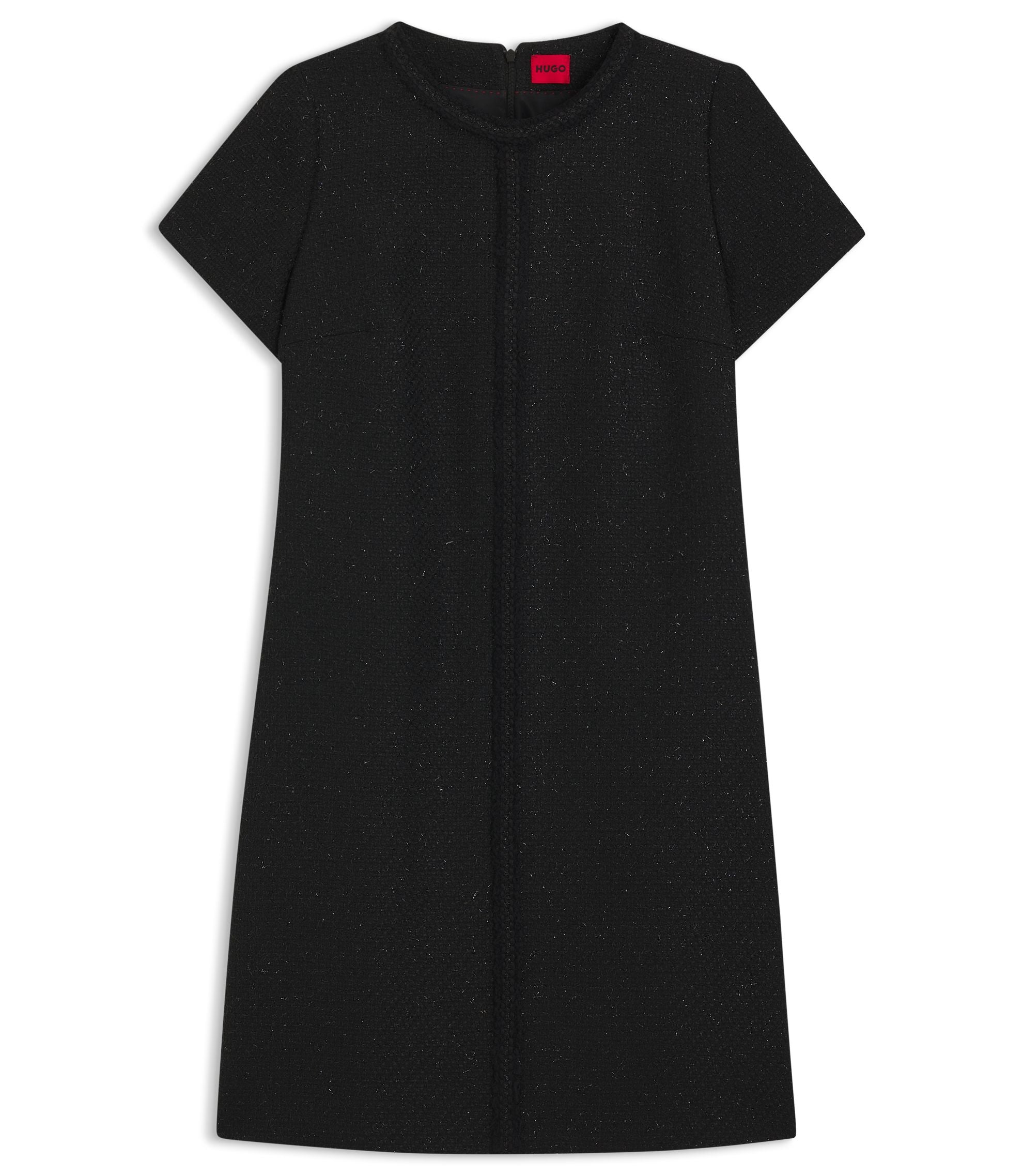Hugo Chain Tape Dress In Sparkling Boucl Black Women's