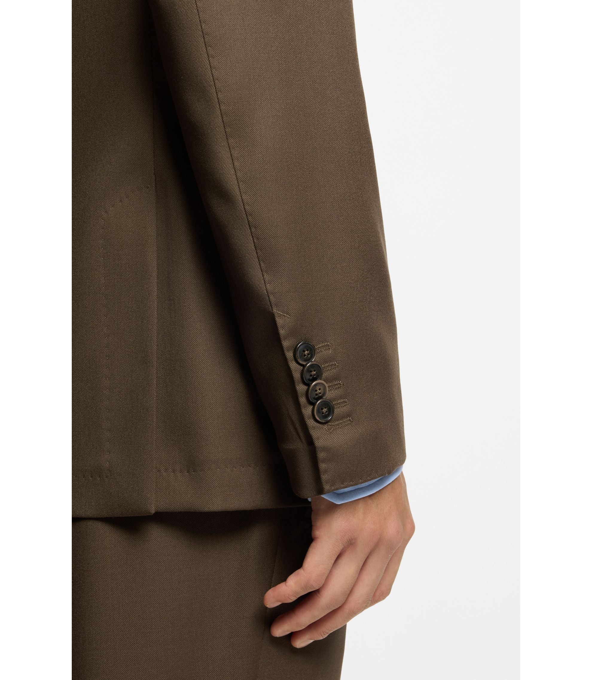 Boss Regular Fit Jacket In Virgin And Textured Wool Light Green