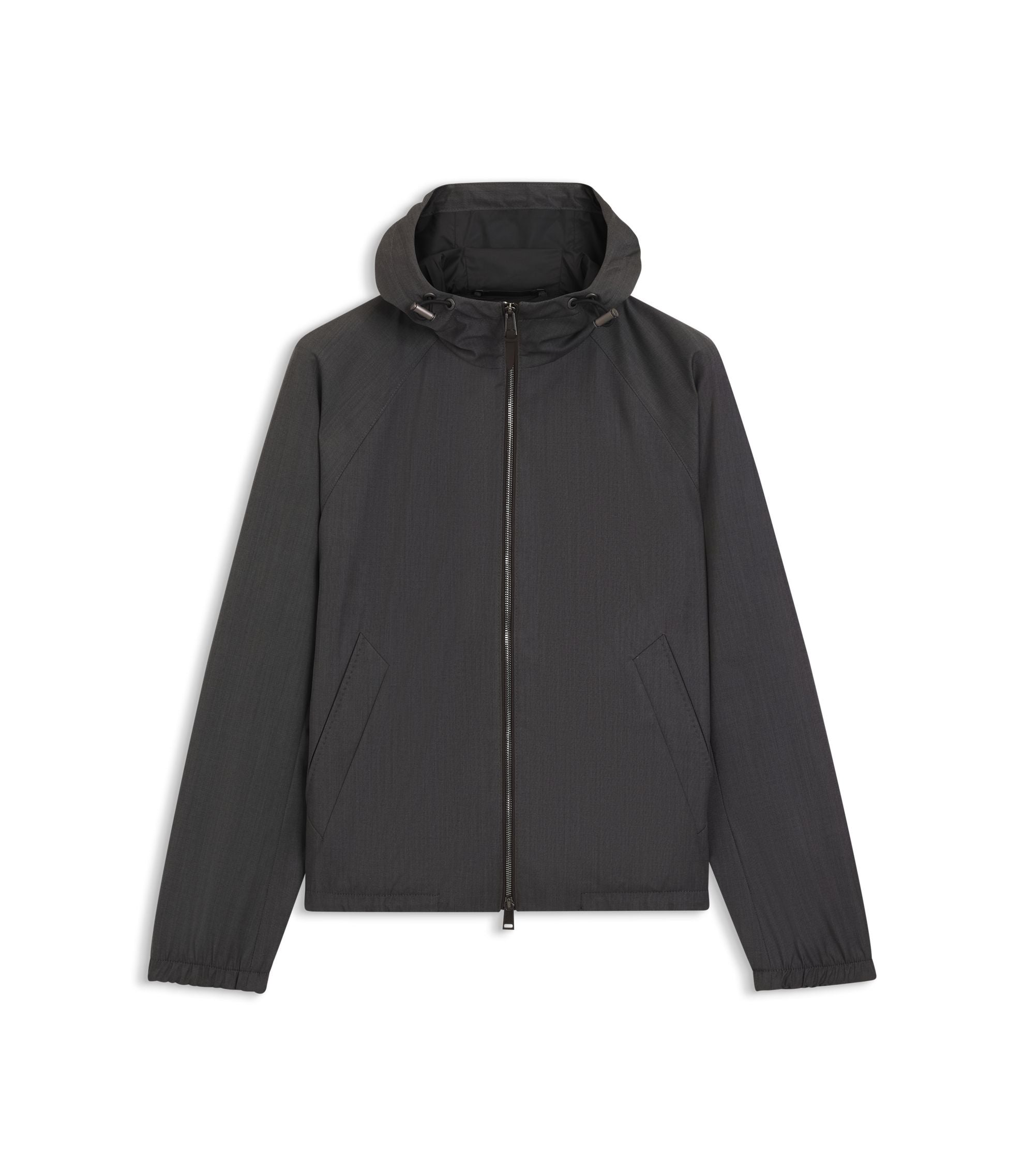 Boss Virgin Wool Windbreaker With Hood Black