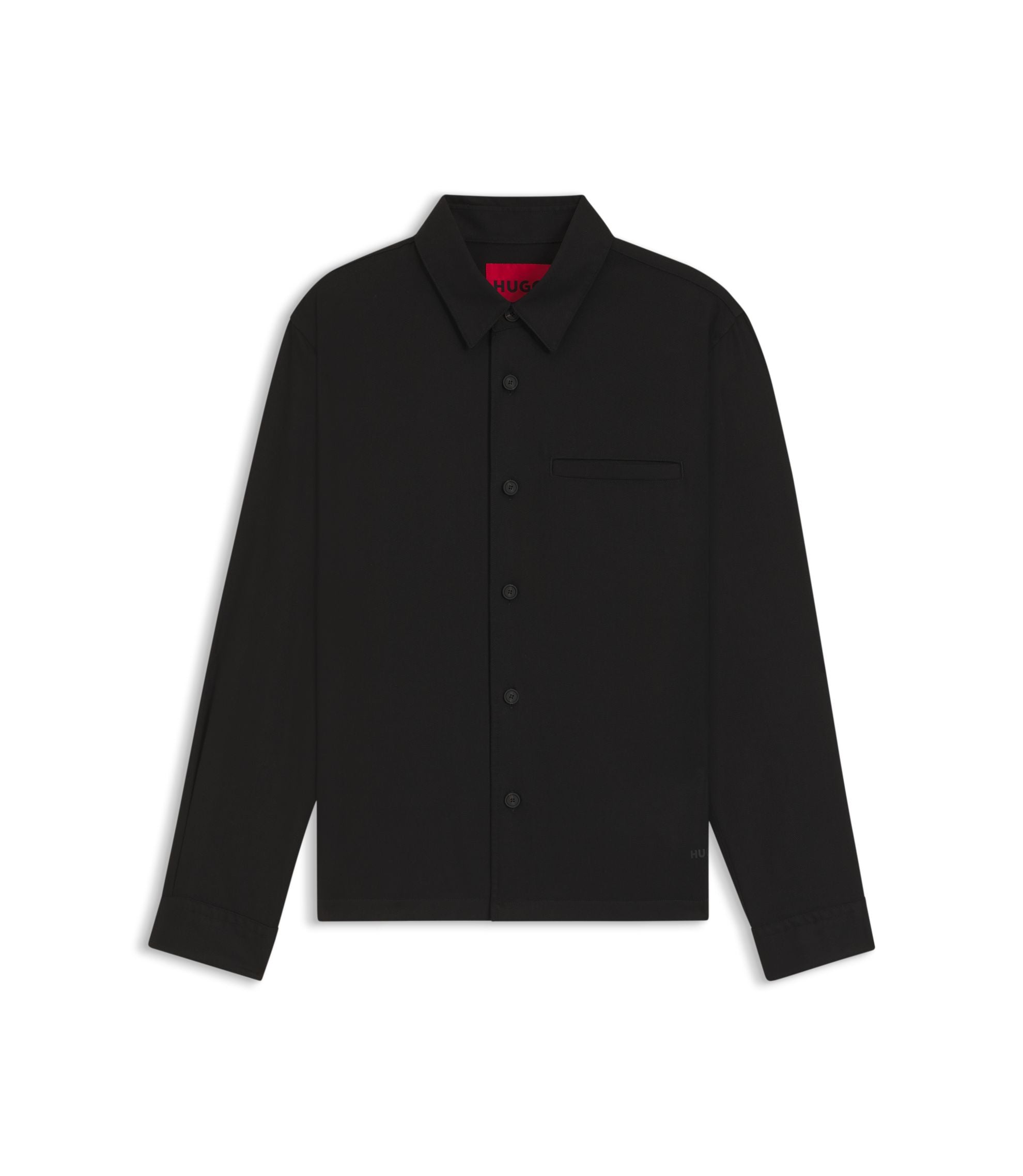 Hugo Oversized Fit Overshirt In Soft Twill Black