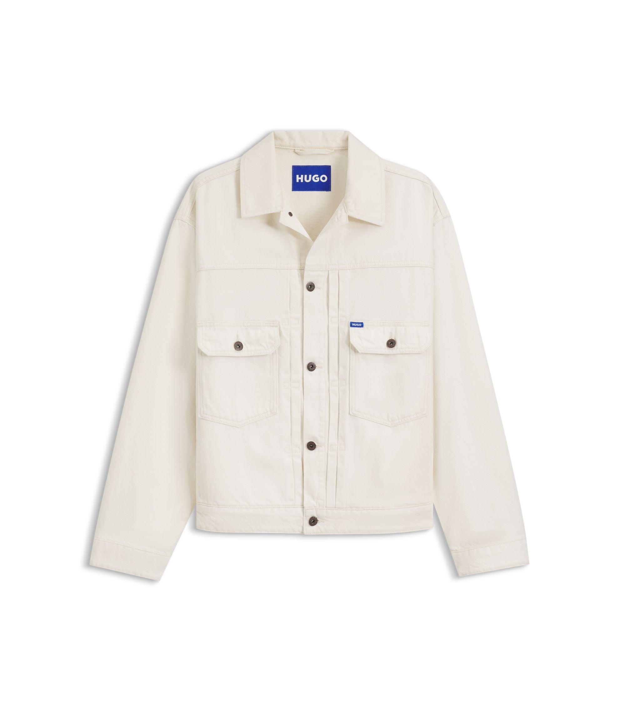 Hugo Relaxed Fit Trucker Jacket In Ecru Denim White