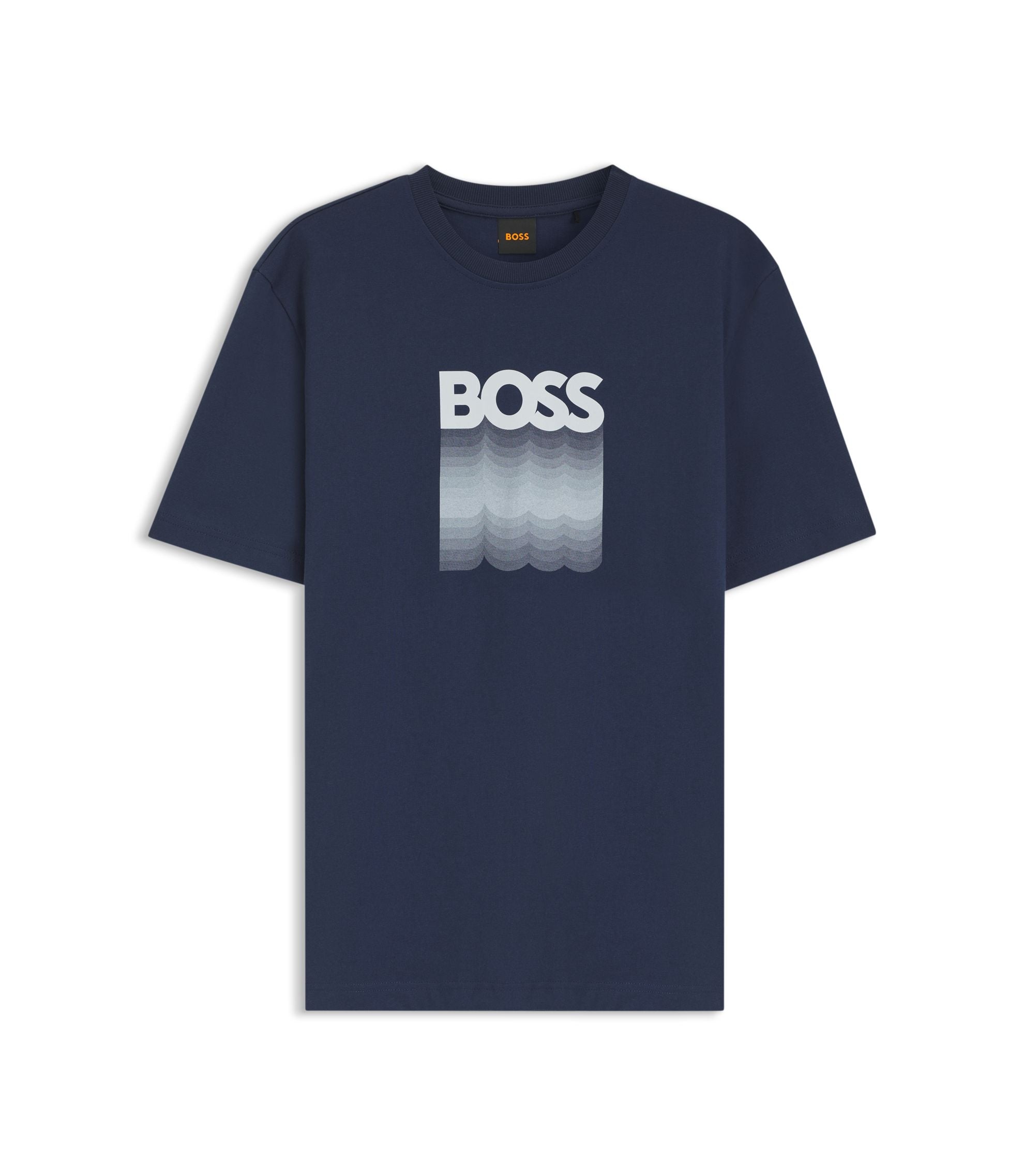 Boss Regular Fit T Shirt In Cotton Jersey Light Blue