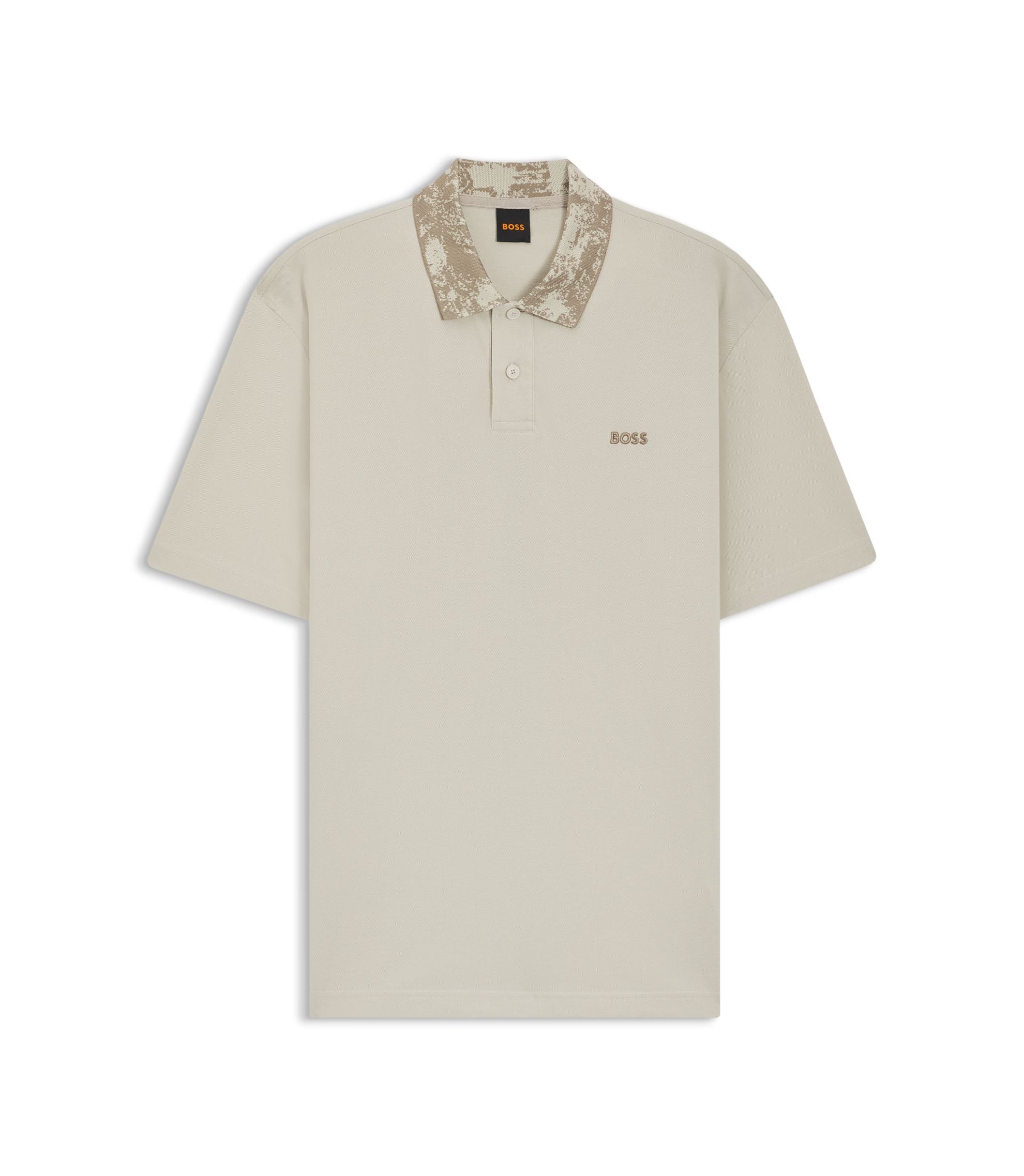 Boss Logo Detail Polo Shirt In Cotton Piqu Light Beige