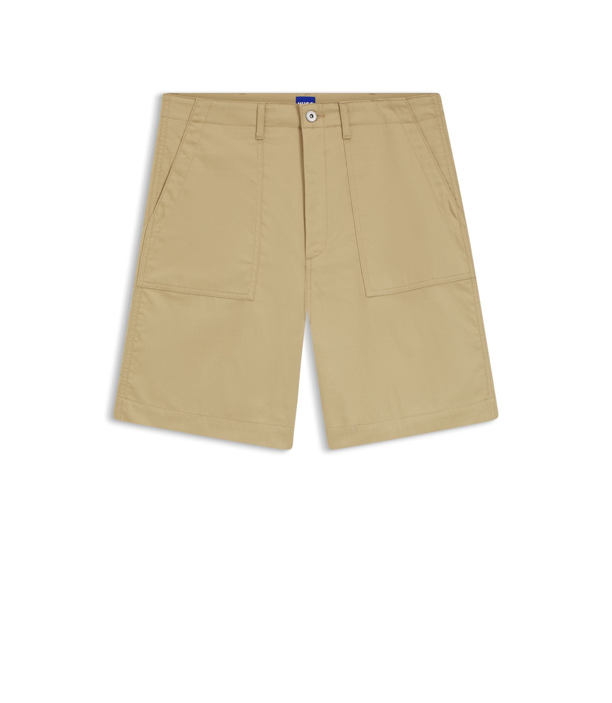 Hugo Shorts In Mercerised Cotton Canvas Beige