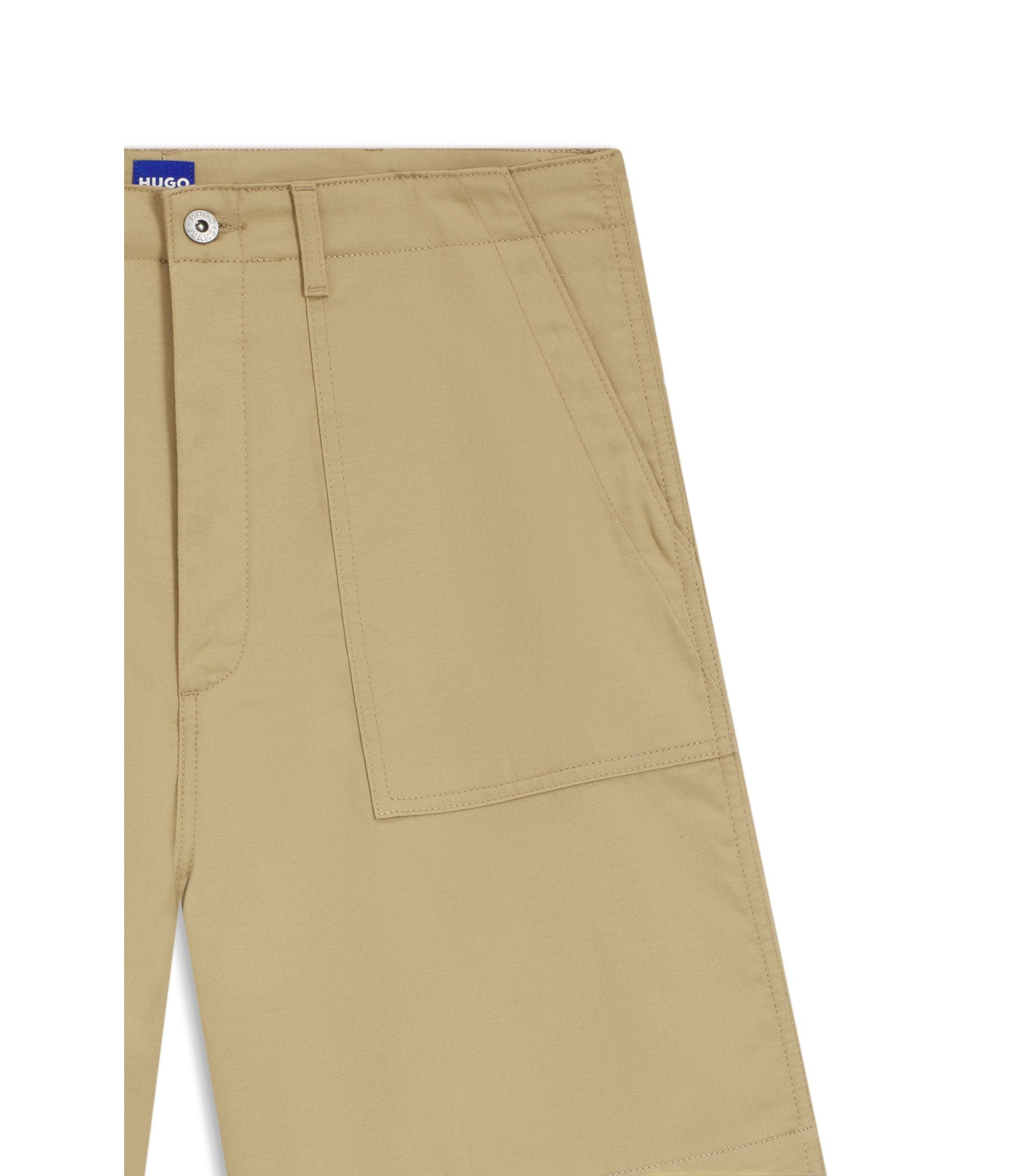 Hugo Shorts In Mercerised Cotton Canvas Beige