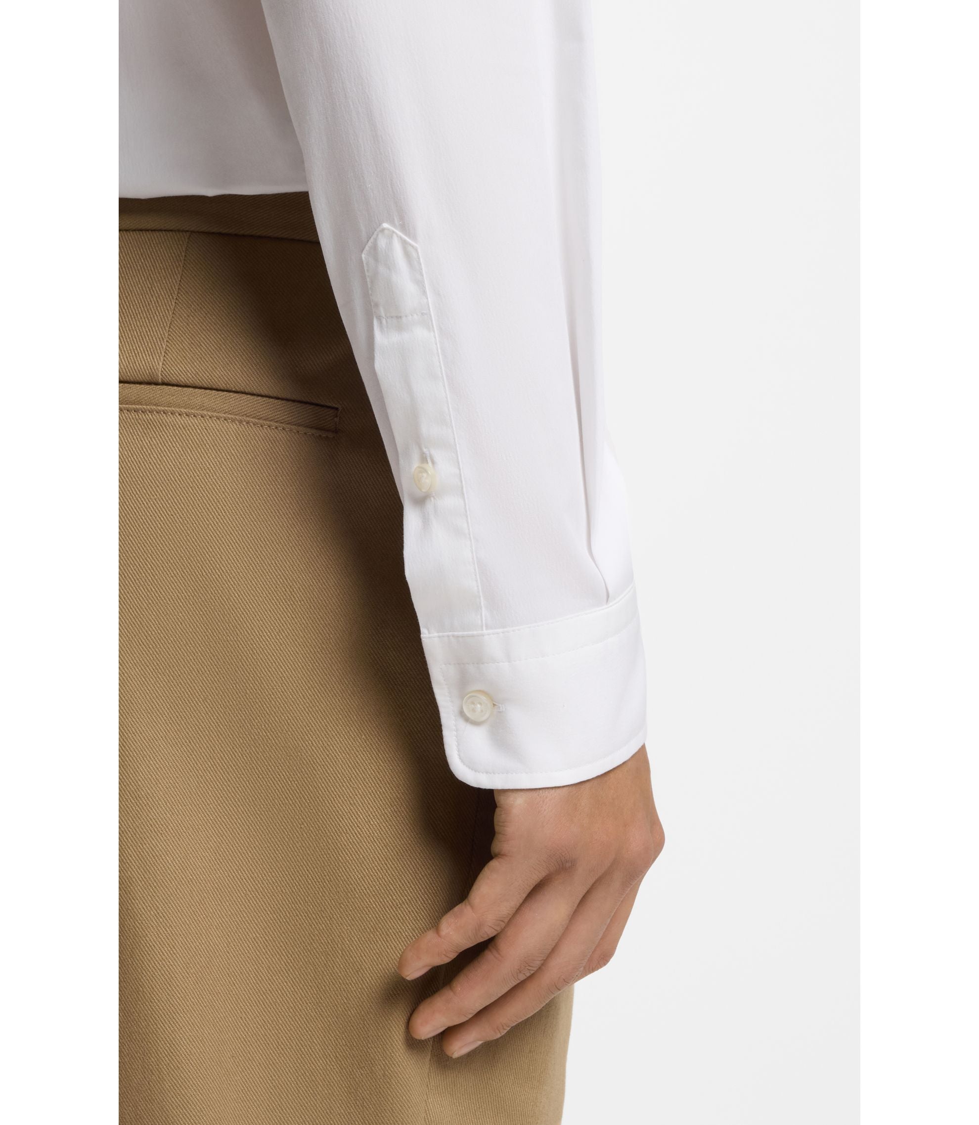 Boss Slim Fit Shirt In Cotton Blend Poplin White