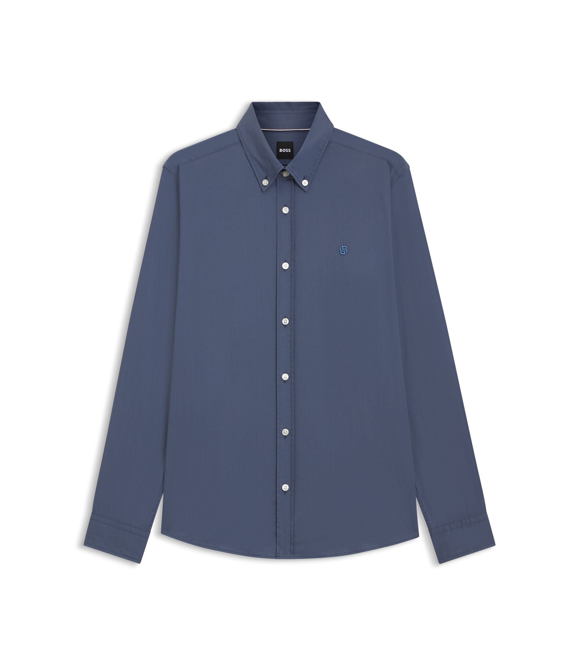 Boss Slim Fit Shirt In Cotton Blend Poplin Light Blue