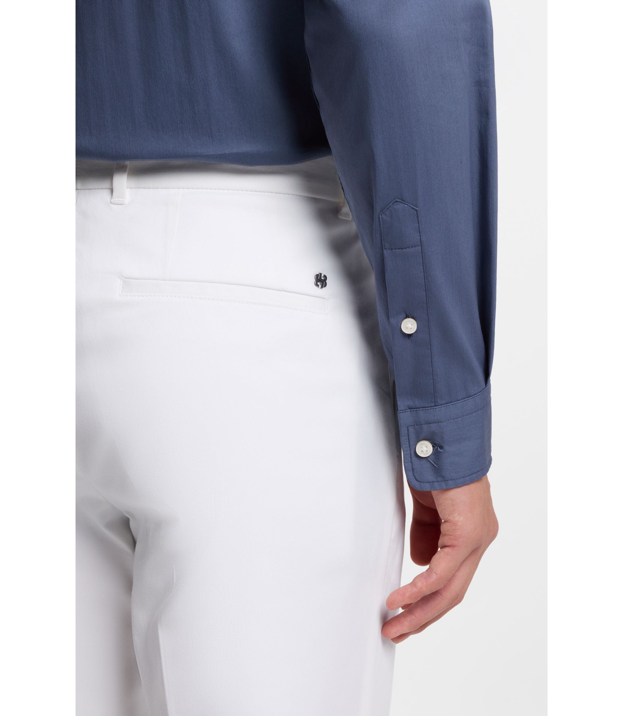 Boss Slim Fit Shirt In Cotton Blend Poplin Light Blue