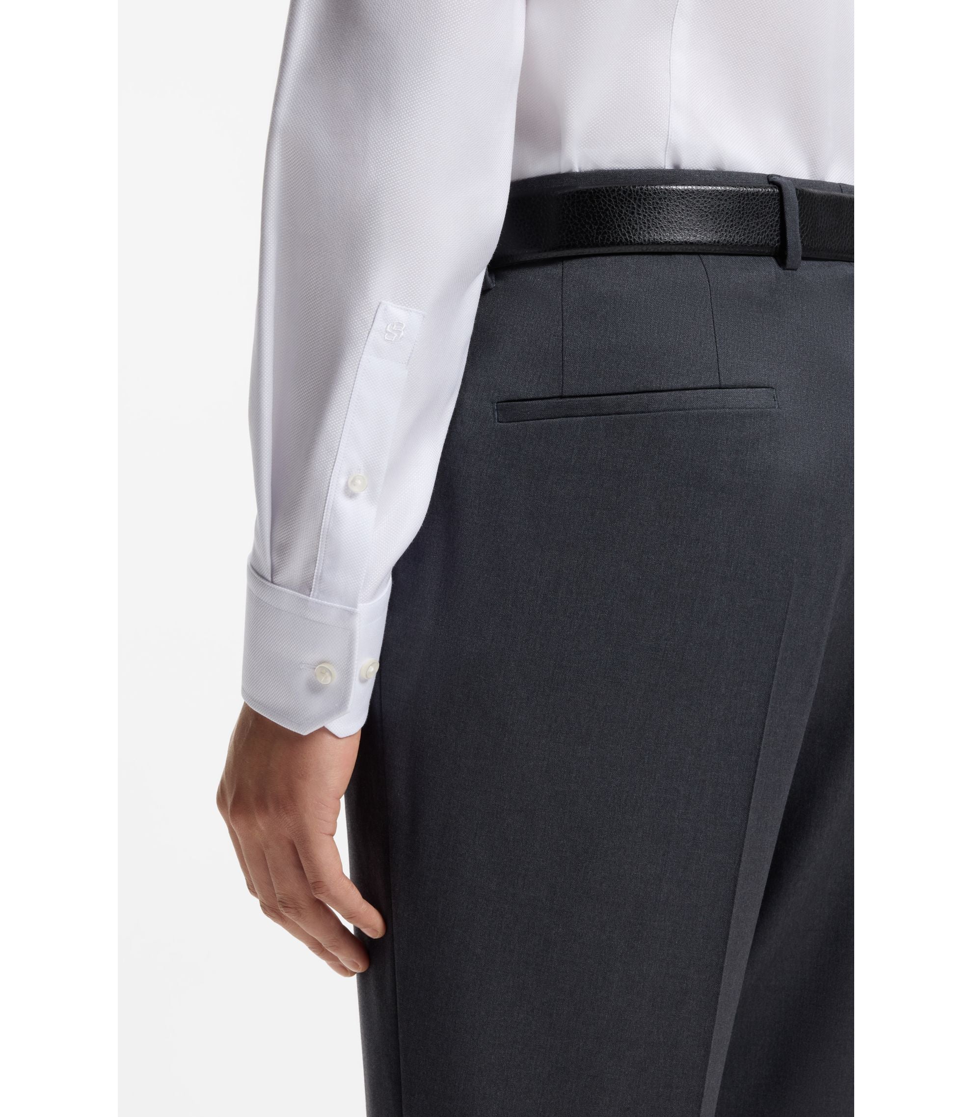 Boss Wrinkle Resistant Slim Fit Shirt In A Cotton Blend White