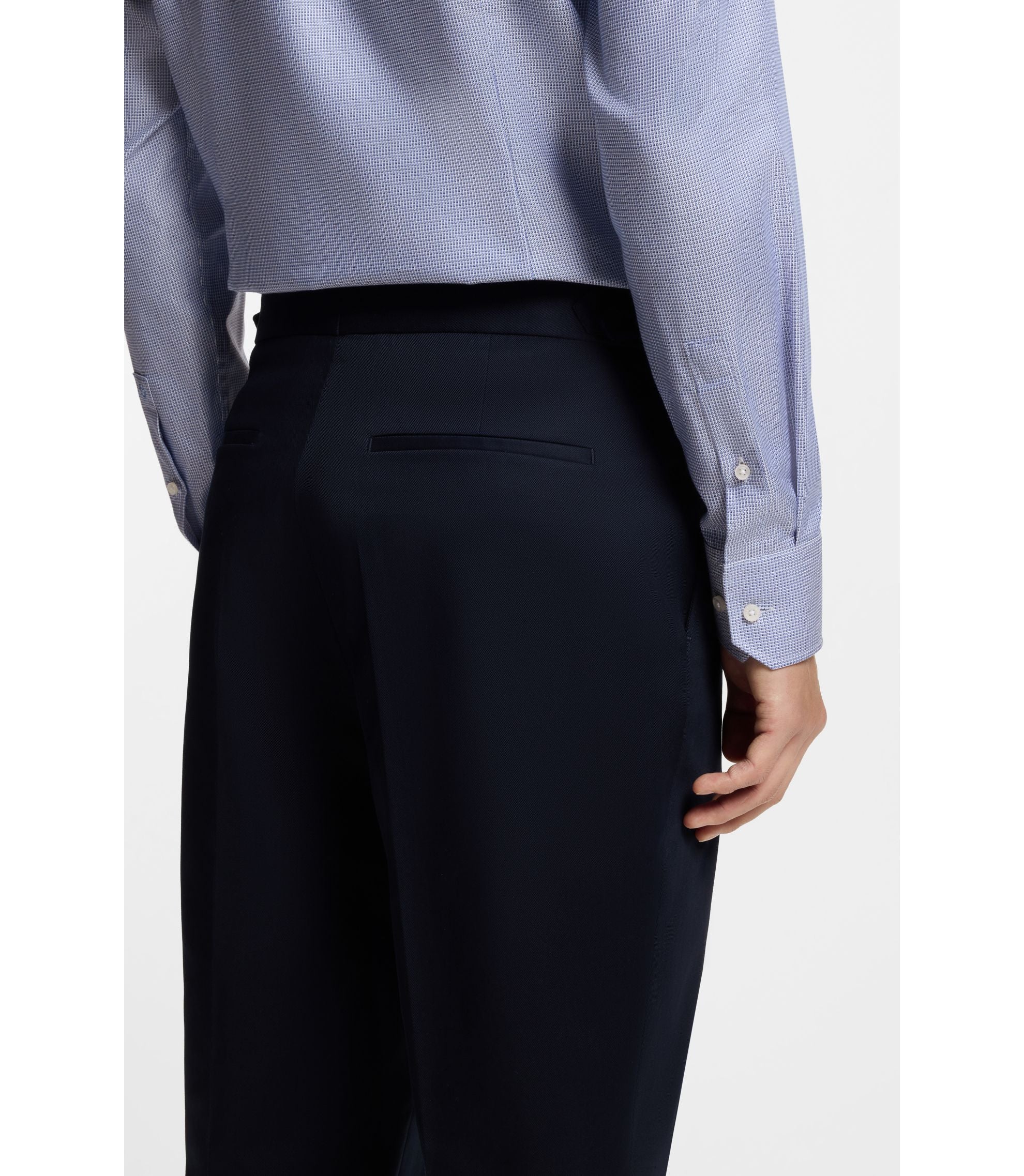 Boss Wrinkle Resistant Slim Fit Shirt In A Cotton Blend Blue