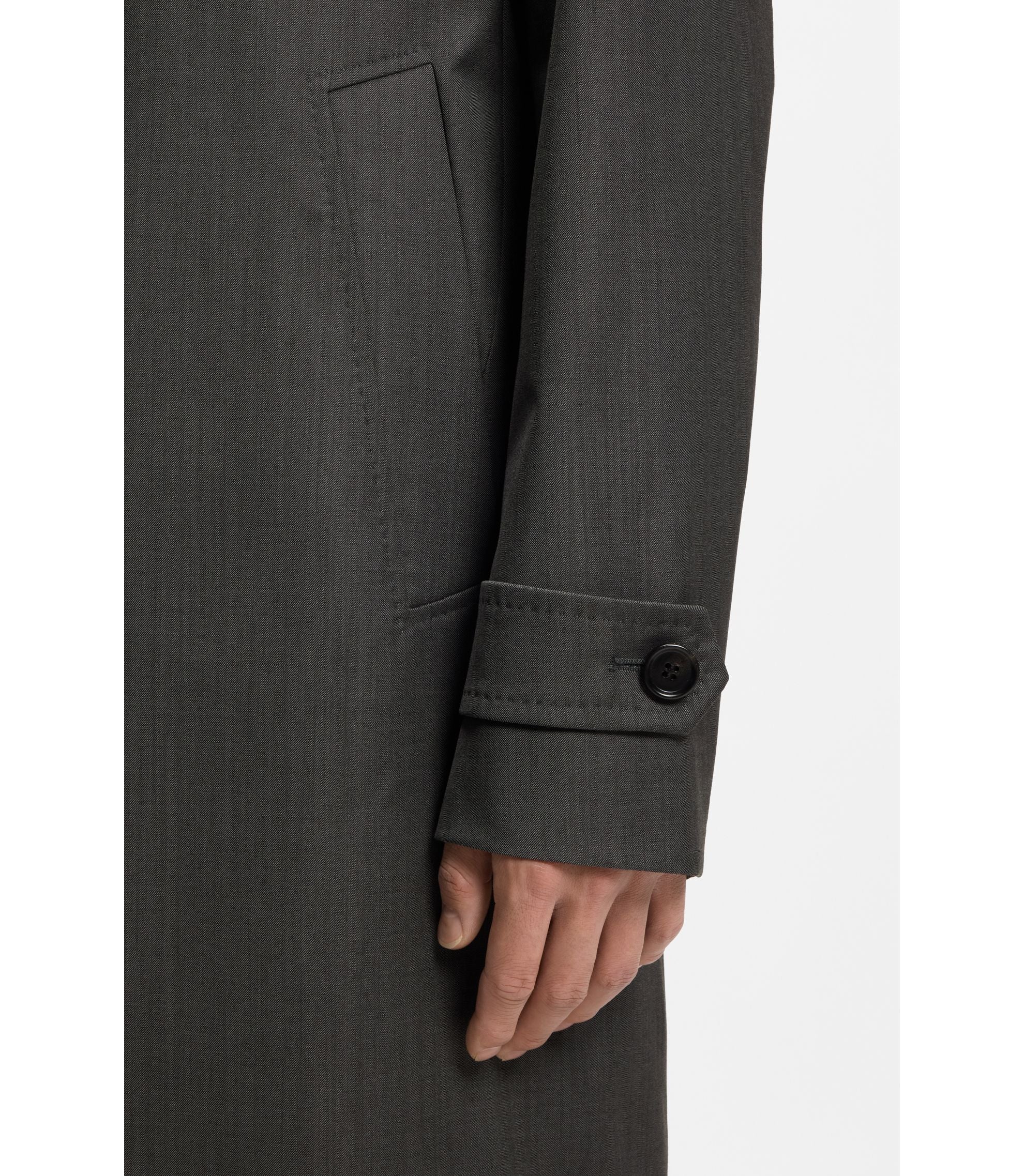 Boss Virgin Wool Coat With Water Repellent Finish Black