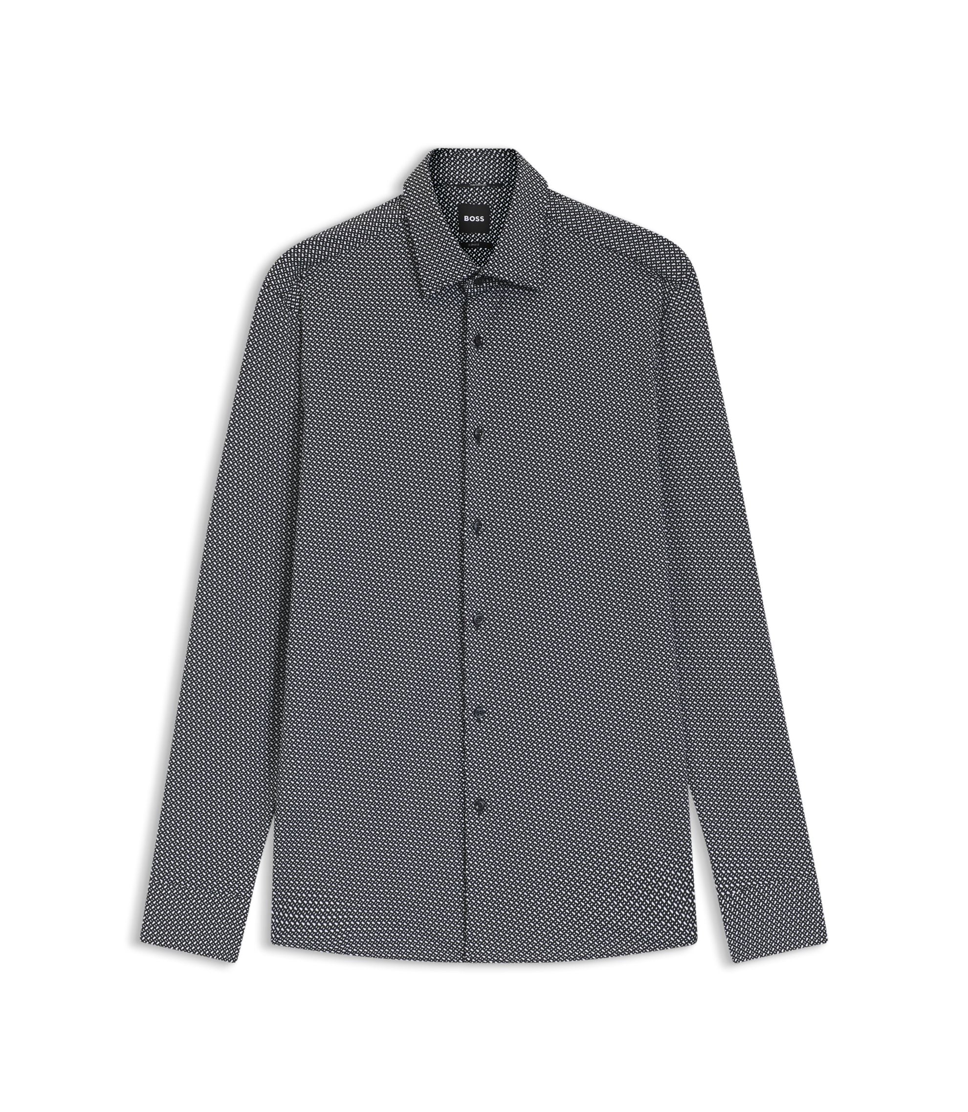 Boss Slim Fit Shirt In Italian Made Performance Stretch Fabric Black