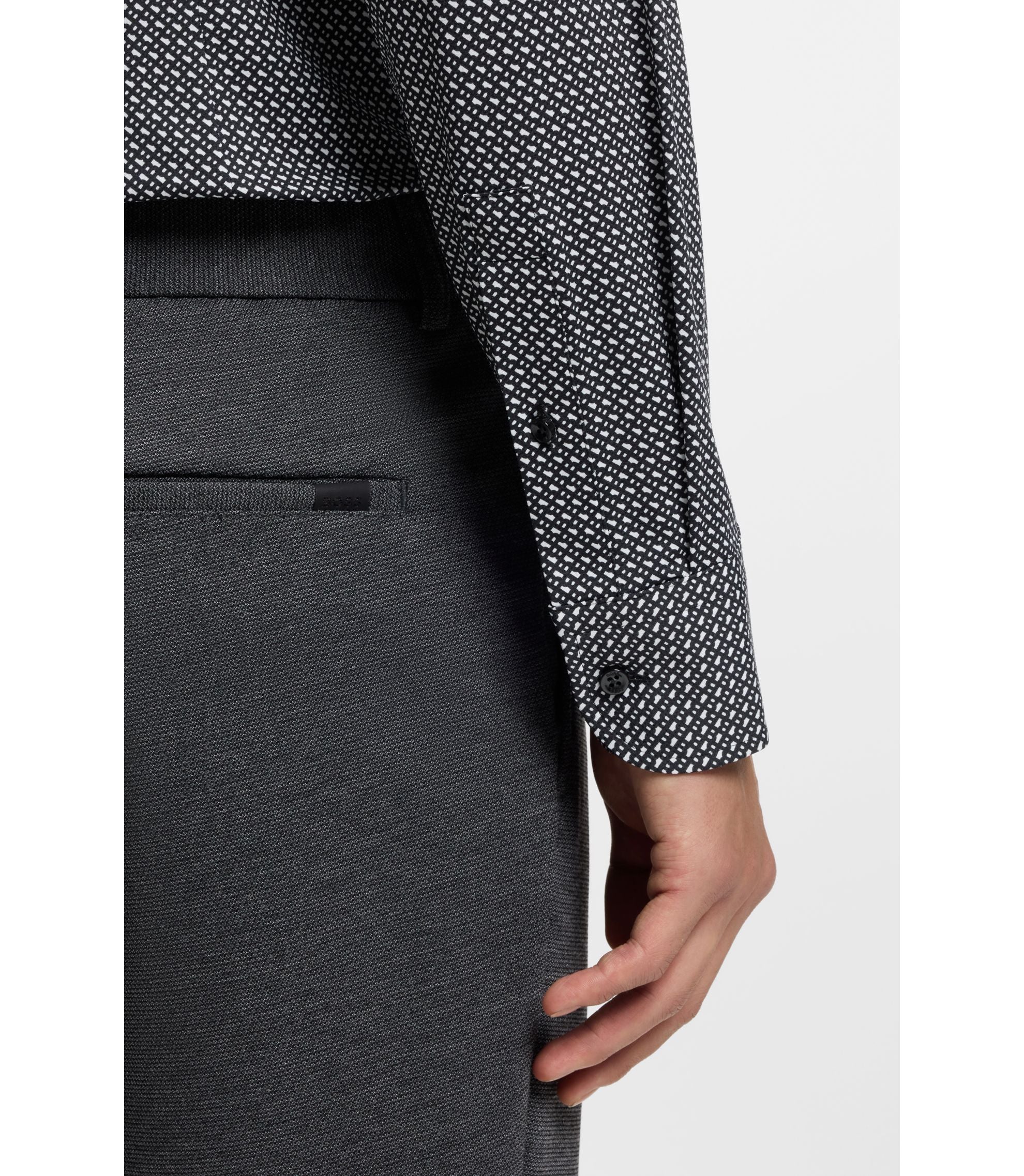 Boss Slim Fit Shirt In Italian Made Performance Stretch Fabric Black
