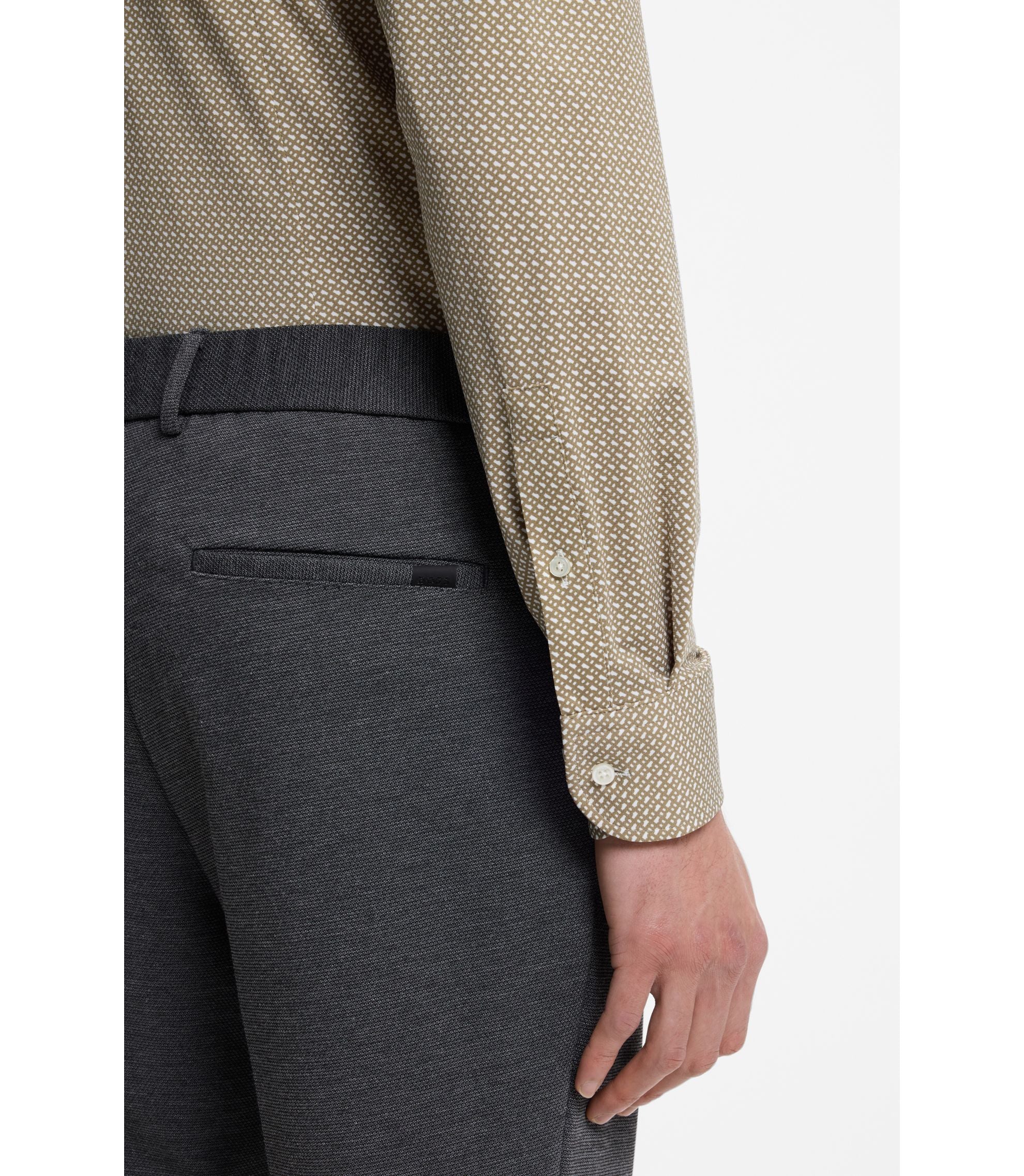 Boss Slim Fit Shirt In Italian Made Performance Stretch Fabric Khaki