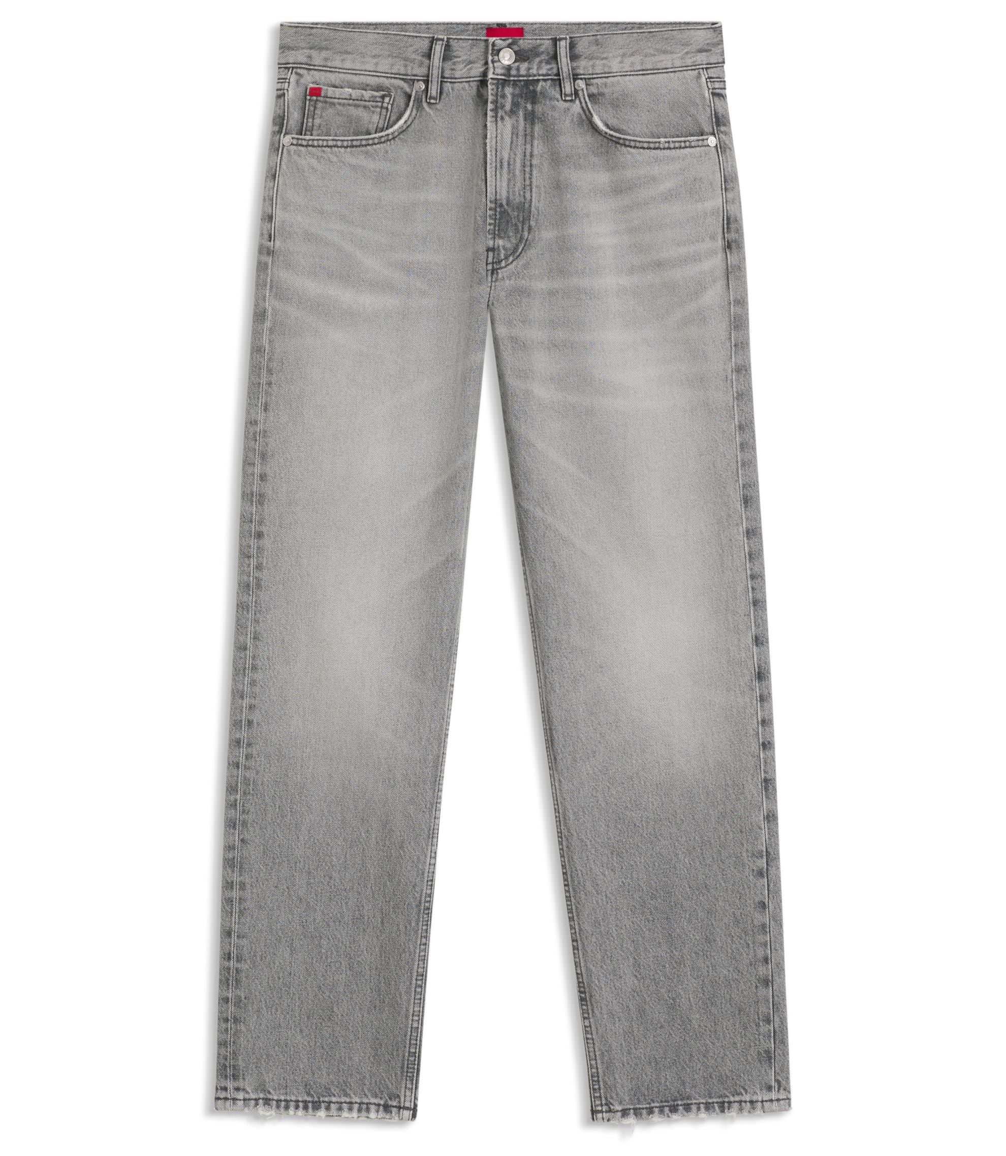 Hugo Grey Regular Fit Jeans In Stonewashed Denim Silver