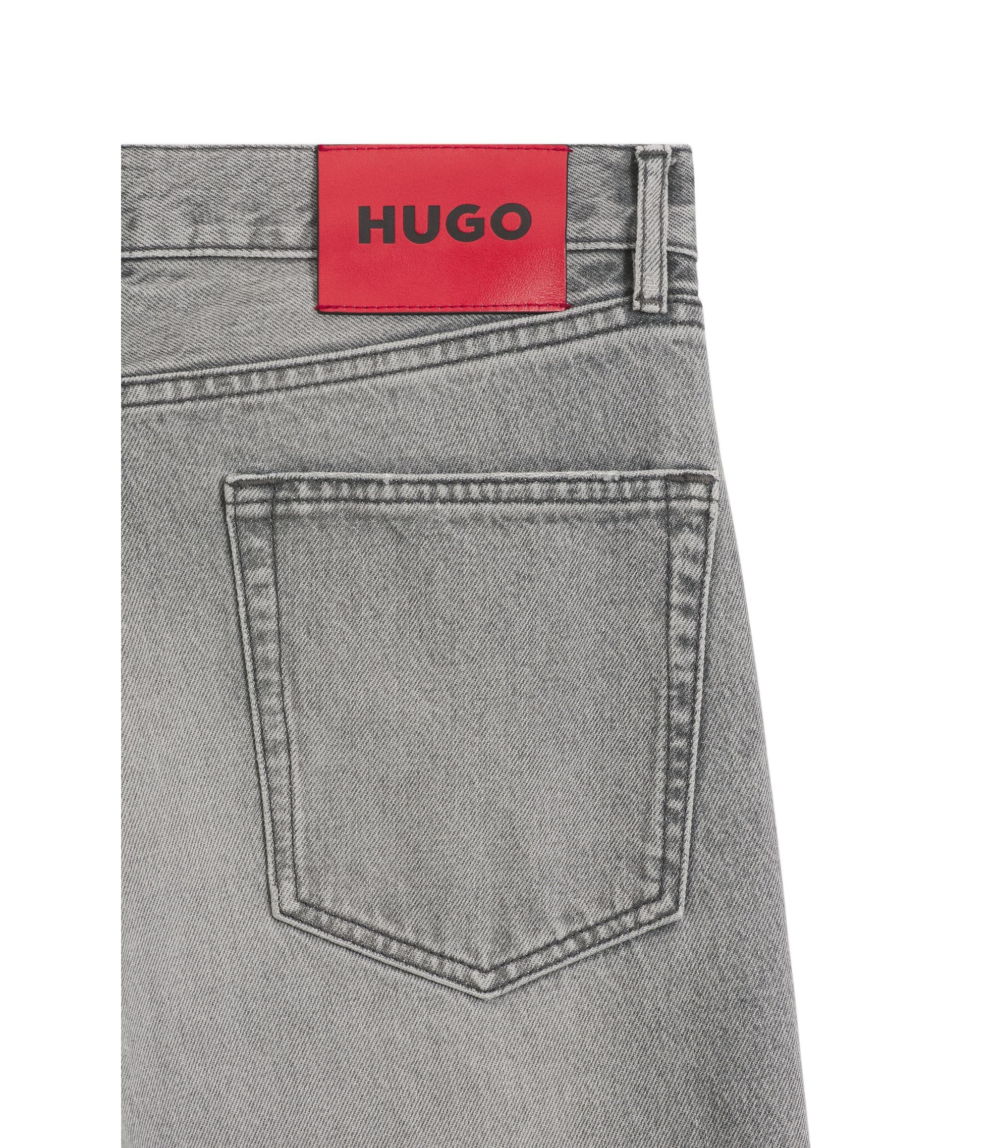 Hugo Grey Regular Fit Jeans In Stonewashed Denim Silver