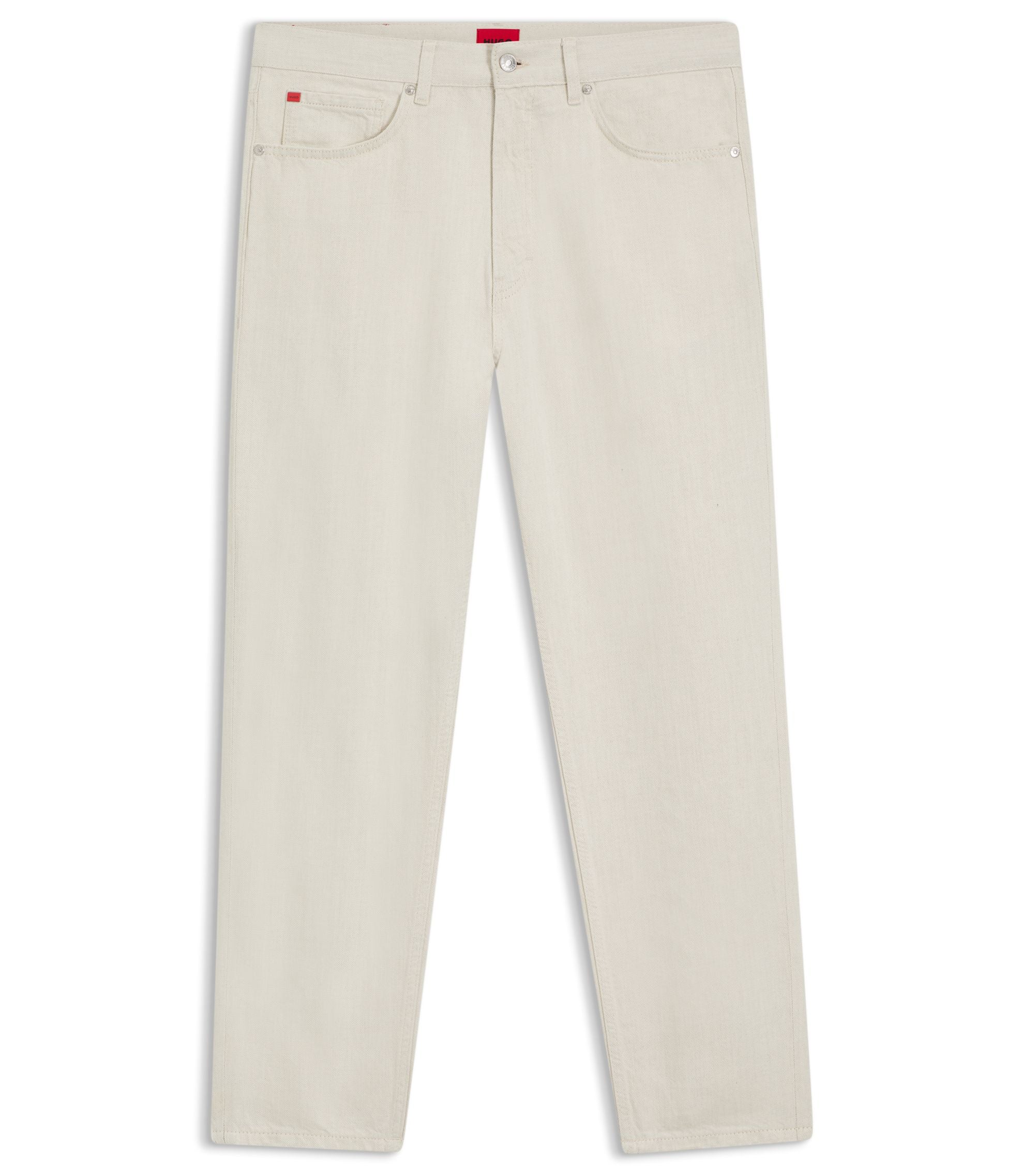 Hugo Relaxed Tapered Fit Jeans In Ecru Denim White