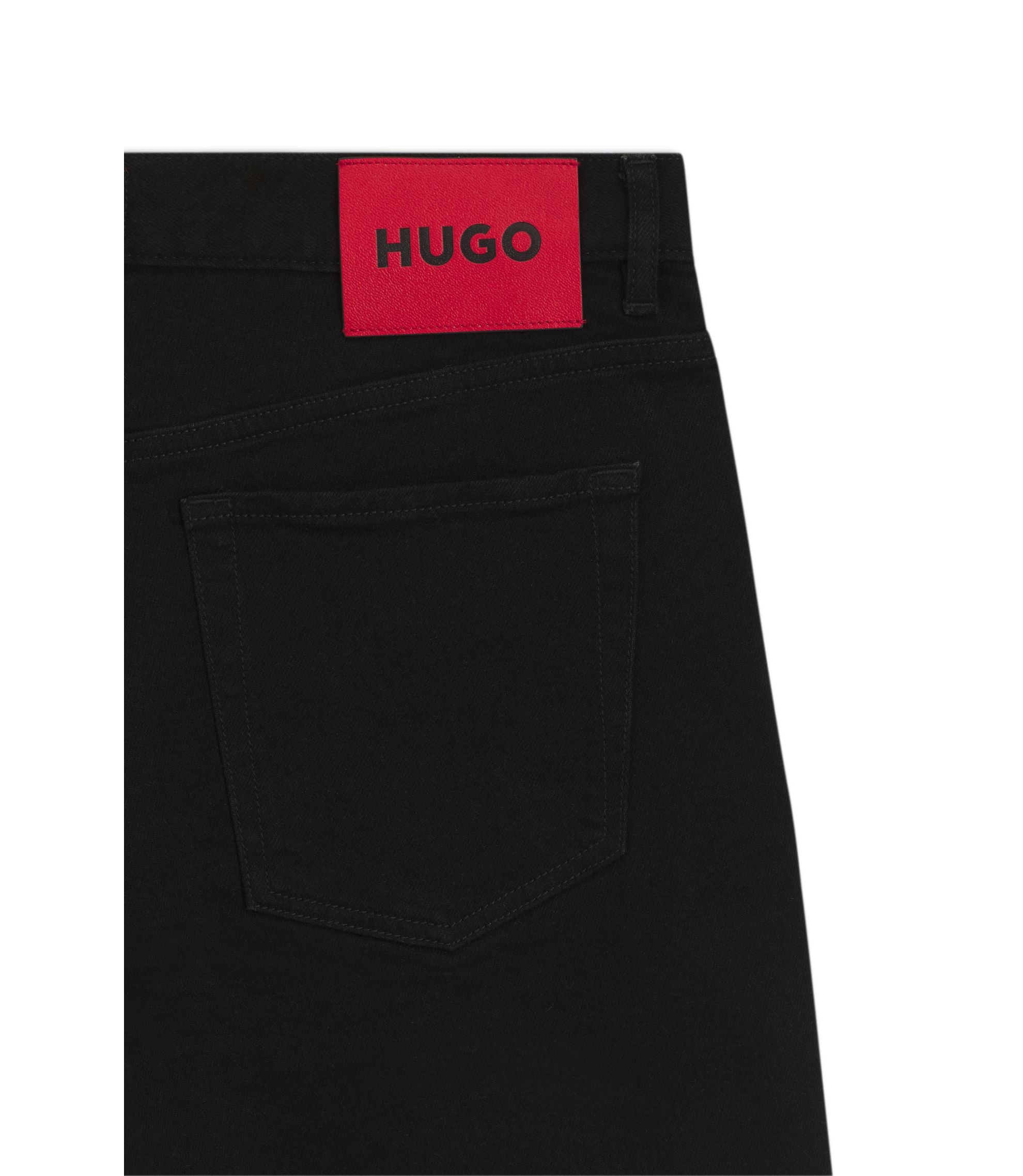 Hugo Tapered Fit Shorts In Black Stretch Denim Black
